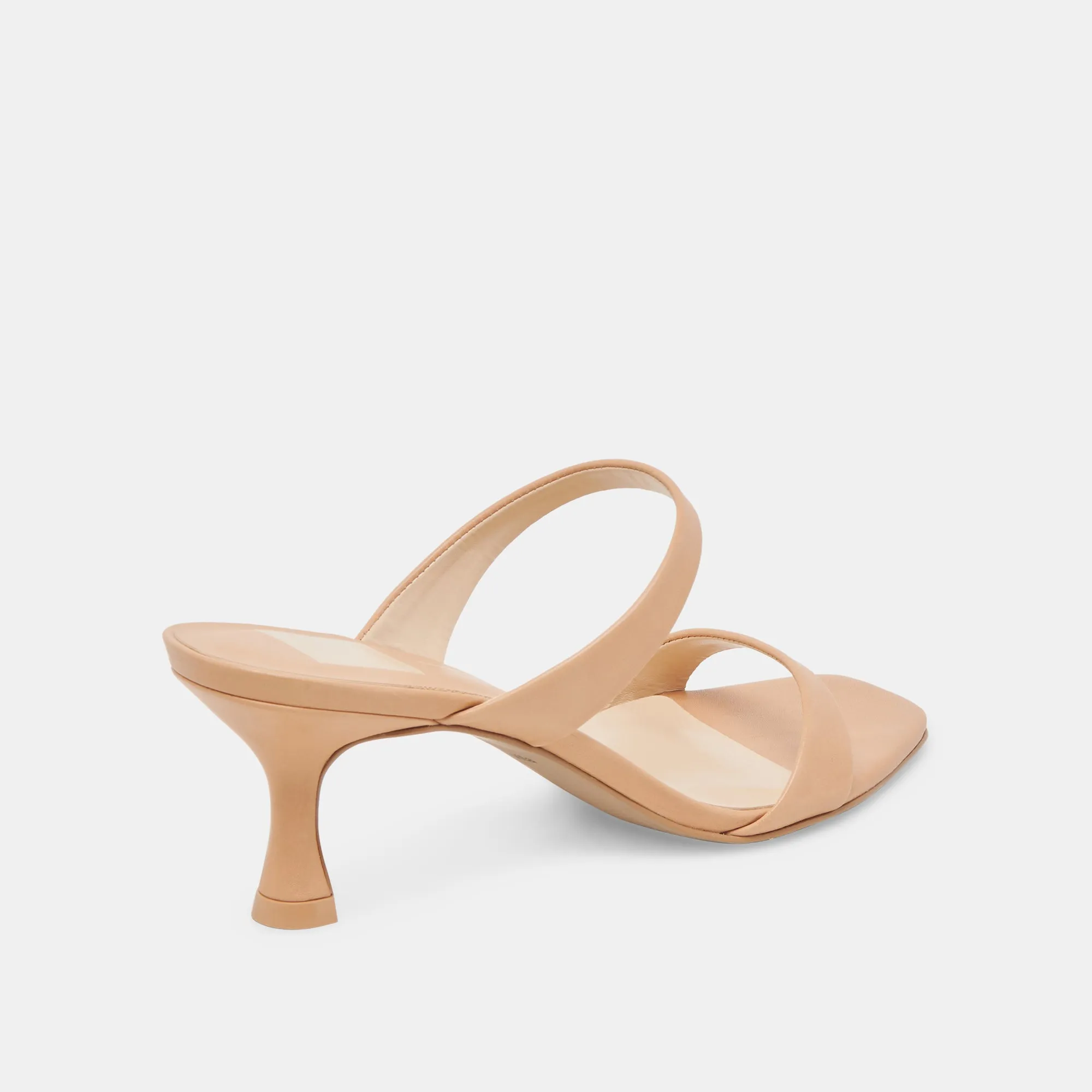 GENORA HEELS CAFE LEATHER Pointed Toe Shoes Decorative High Heels