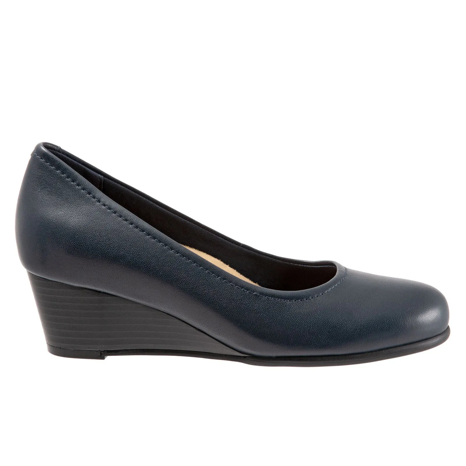 Trotters Winnie T1965-400 Womens Blue Narrow Leather Pumps Heels Shoes Comfortable Pumps