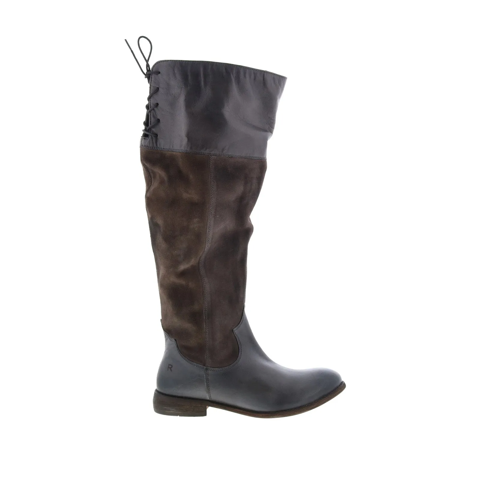 Roan by Bed Stu Natty F858037 Womens Gray Leather Lace Up Knee High Boots Casual Day