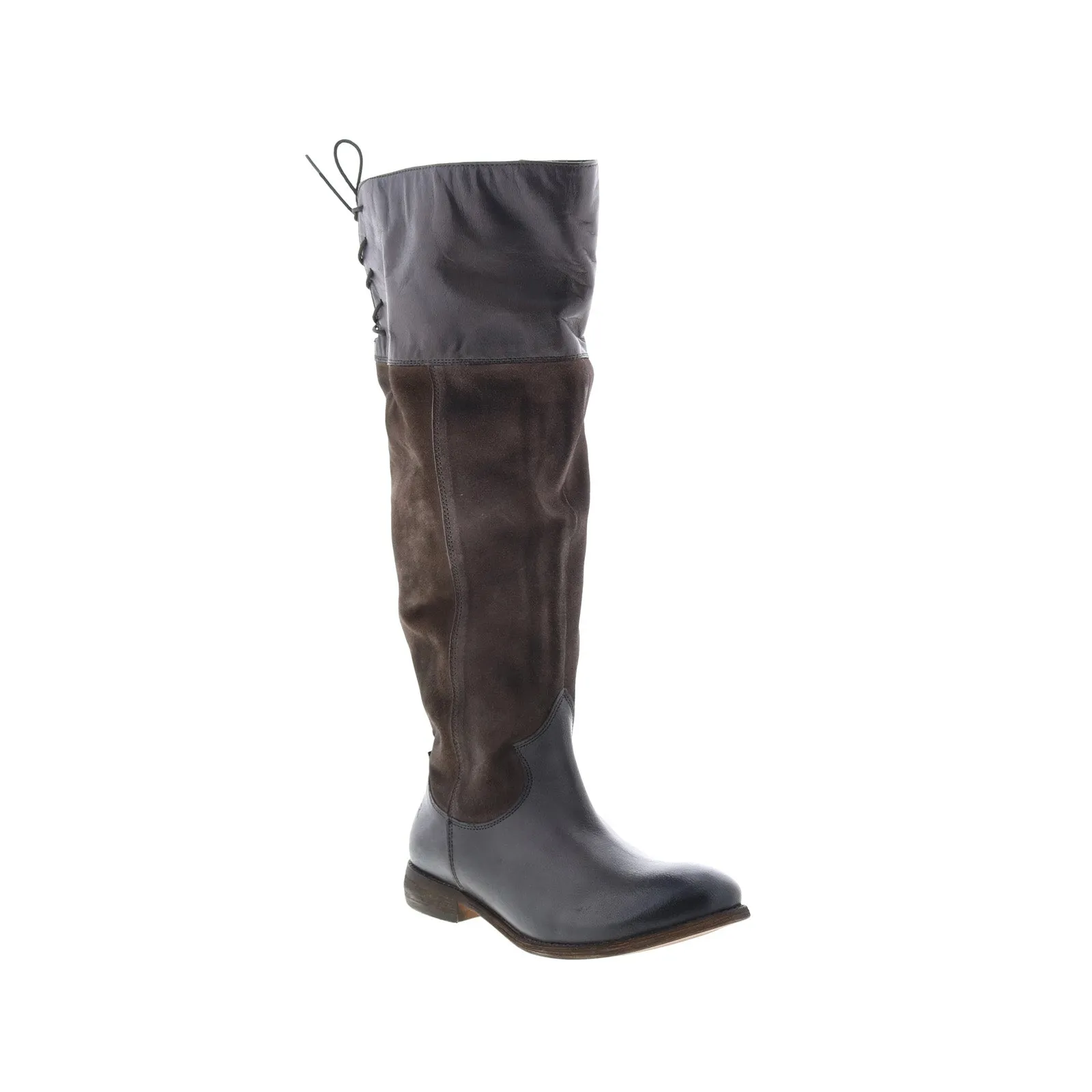 Long Lasting Roan by Bed Stu Natty F858037 Womens Gray Leather Lace Up Knee High Boots