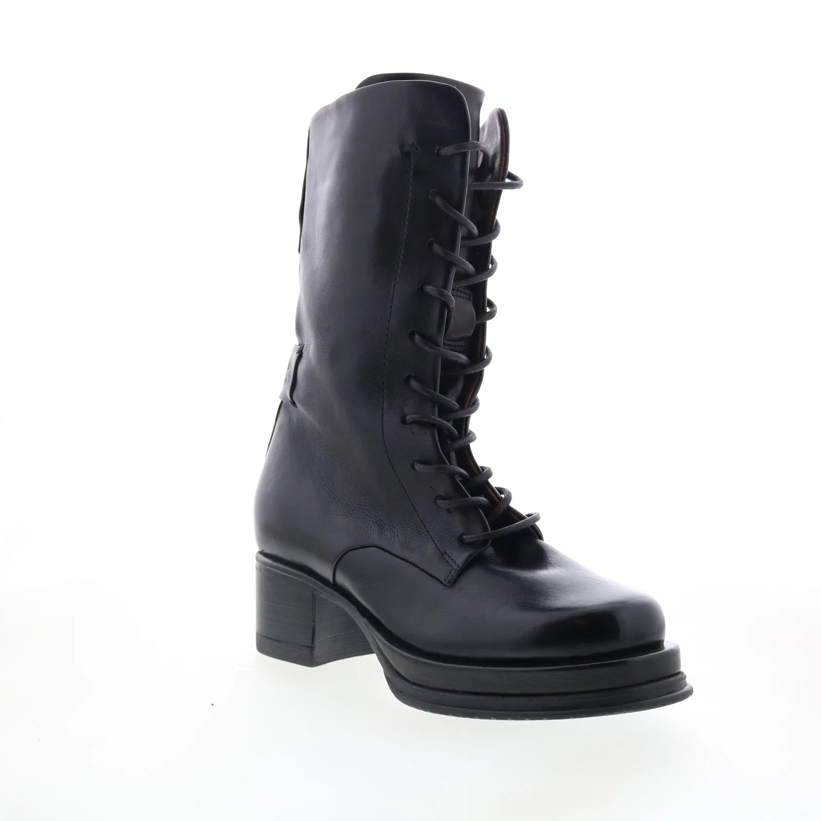 Cozy And Warm A.S. 98 Caden Womens Black Leather Lace Up Casual Dress Boots