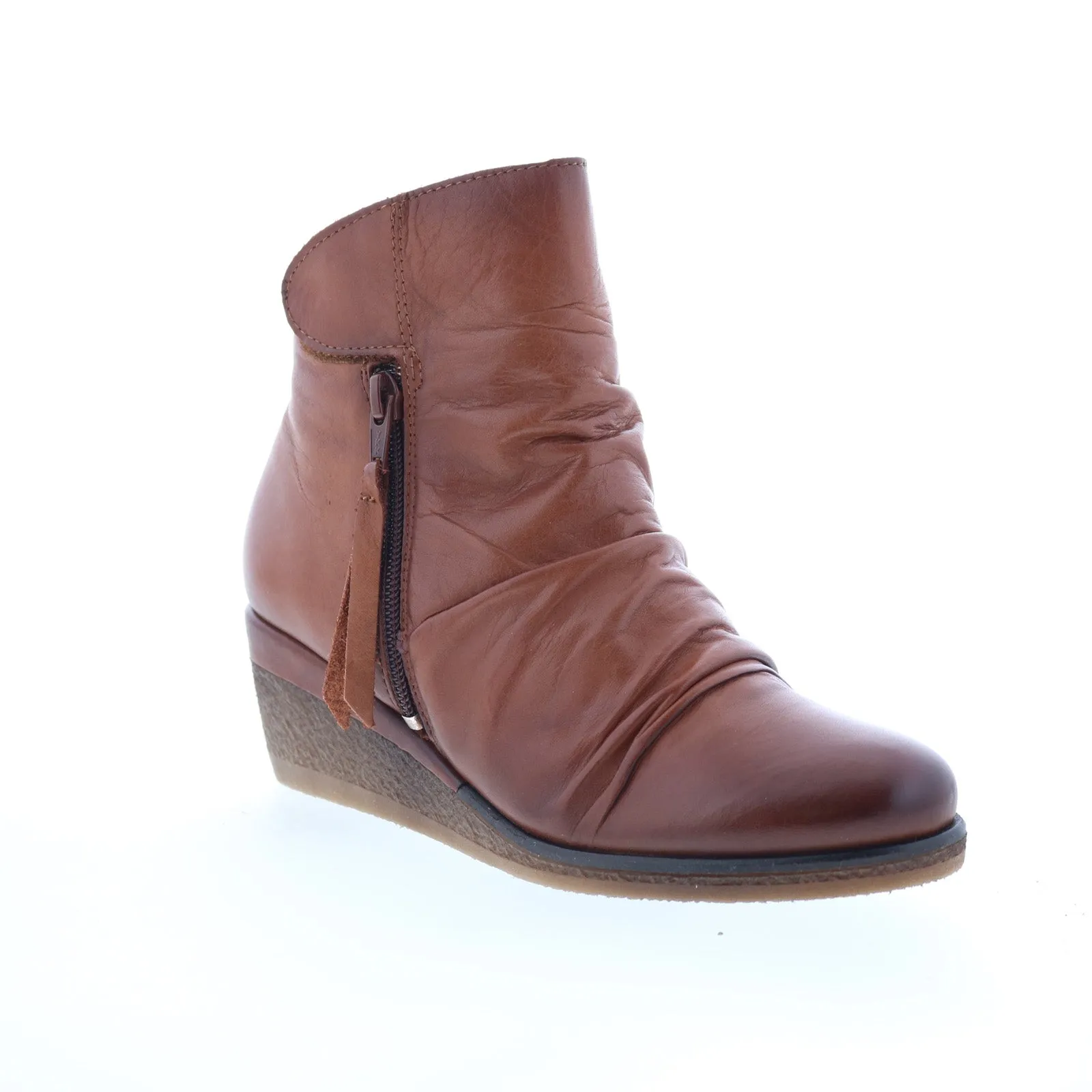Workwear Style Miz Mooz Mayleen Womens Brown Leather Zipper Ankle & Booties Boots