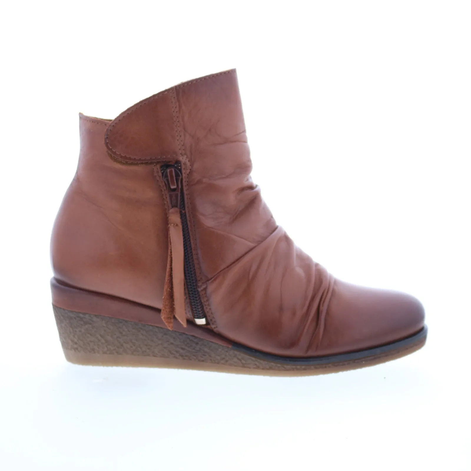 Construction Fit light texture Miz Mooz Mayleen Womens Brown Leather Zipper Ankle & Booties Boots