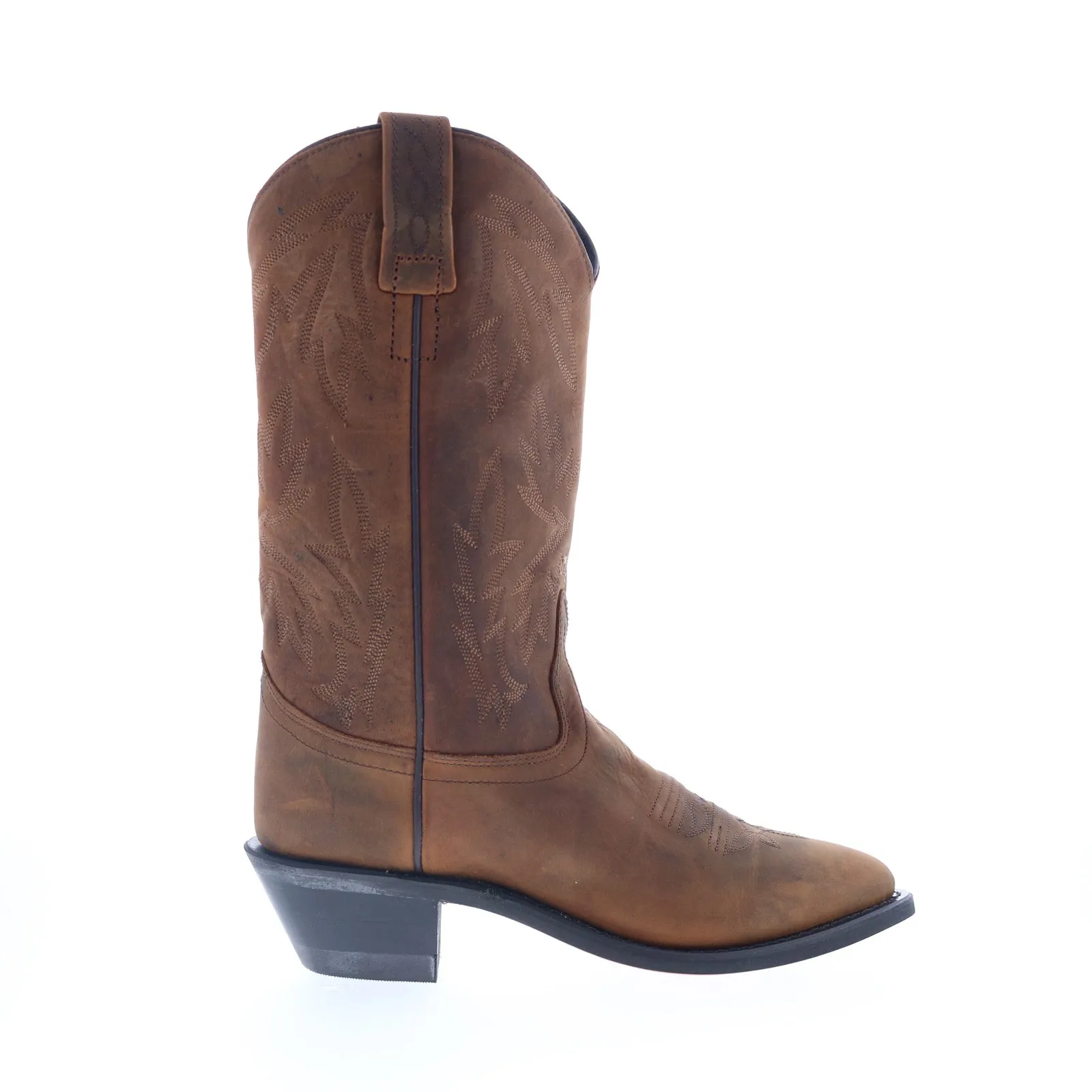 Jama Old West OW2011L Womens Brown Leather Slip On Cowboy Western Boots soft feel