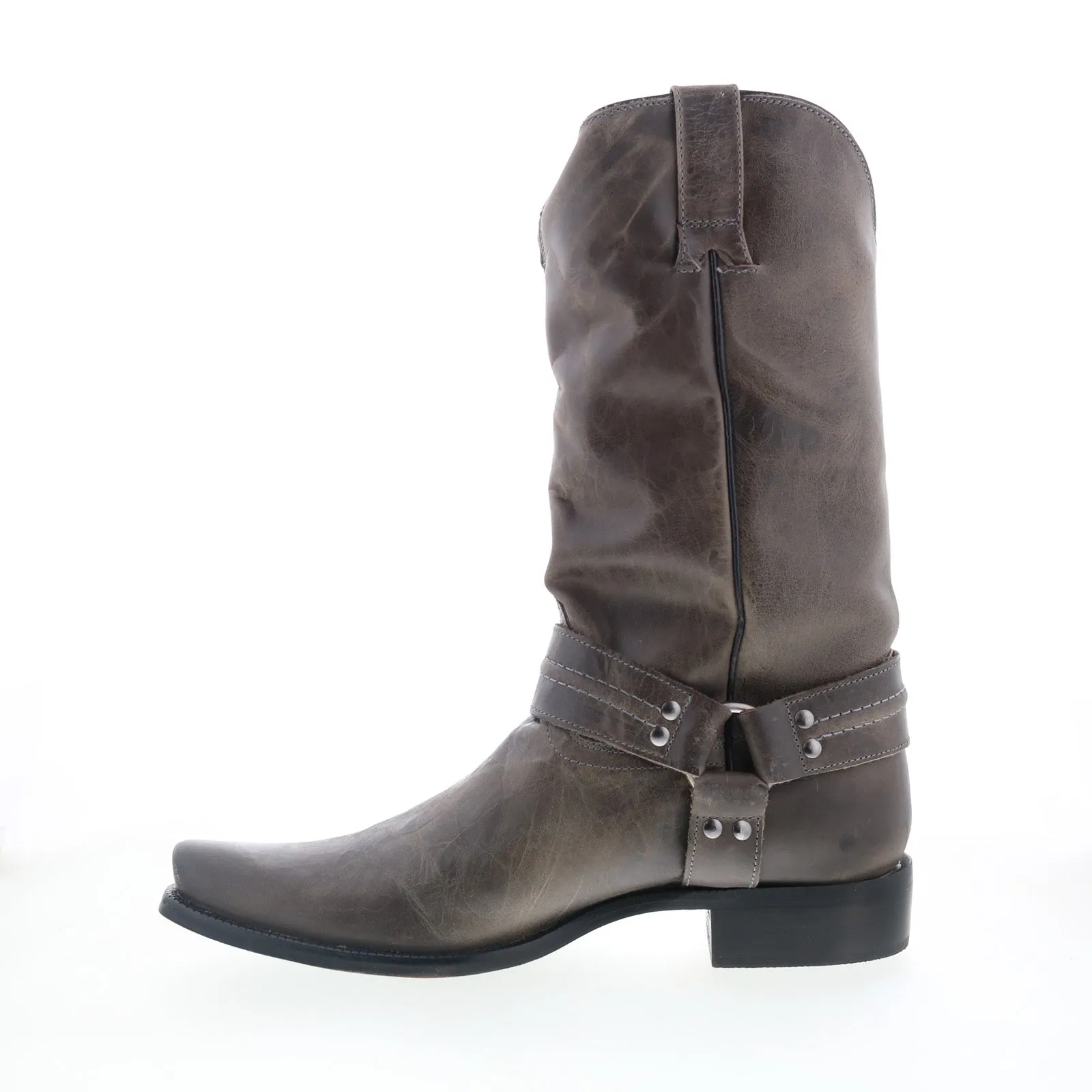 Dingo Dean Harness Square Toe DI-850 Mens Gray Leather Western Boots Active Lifestyle Mixed Textures