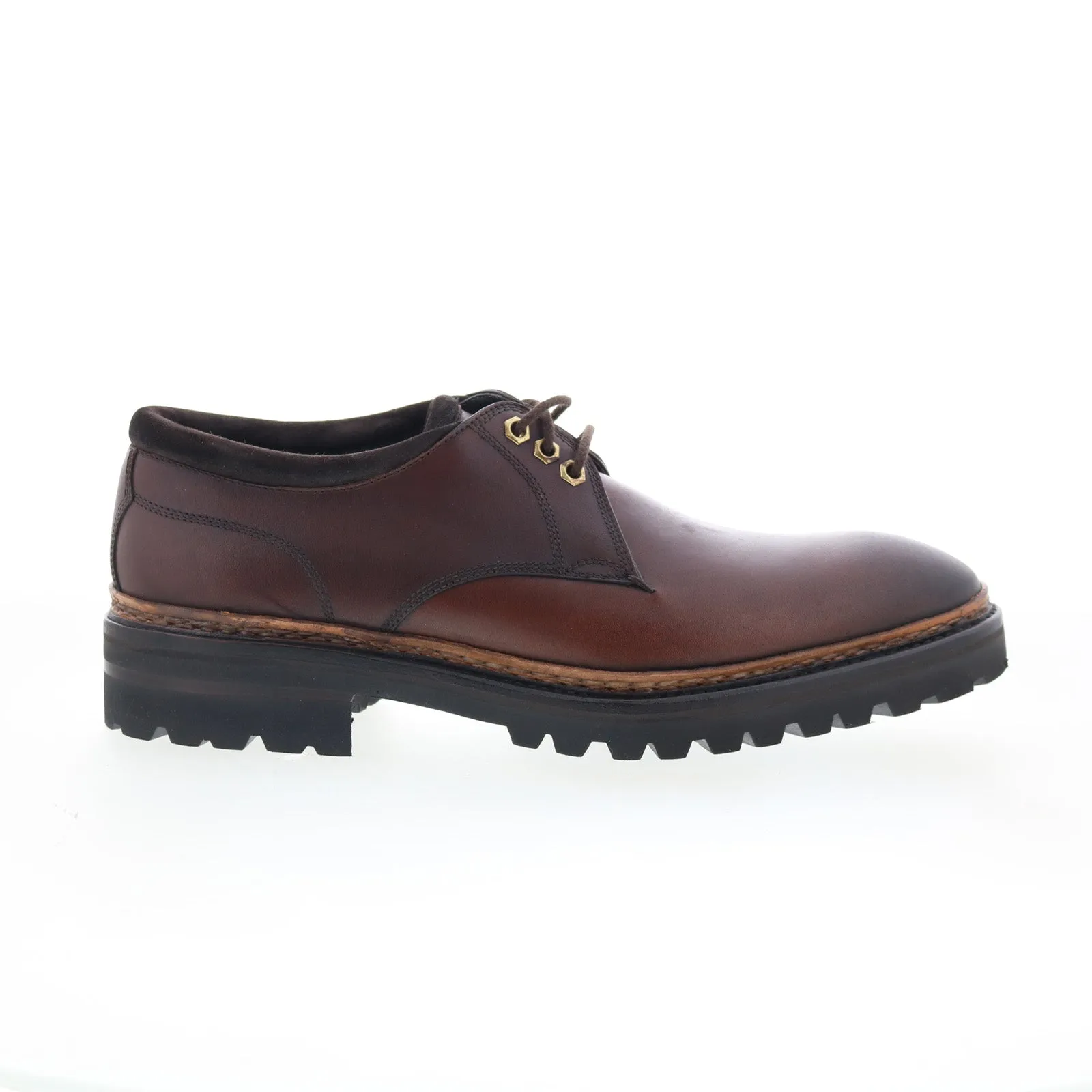 Everyday Use Di Bianco Prato Mens Brown Leather Lace Up Casual Dress Boots