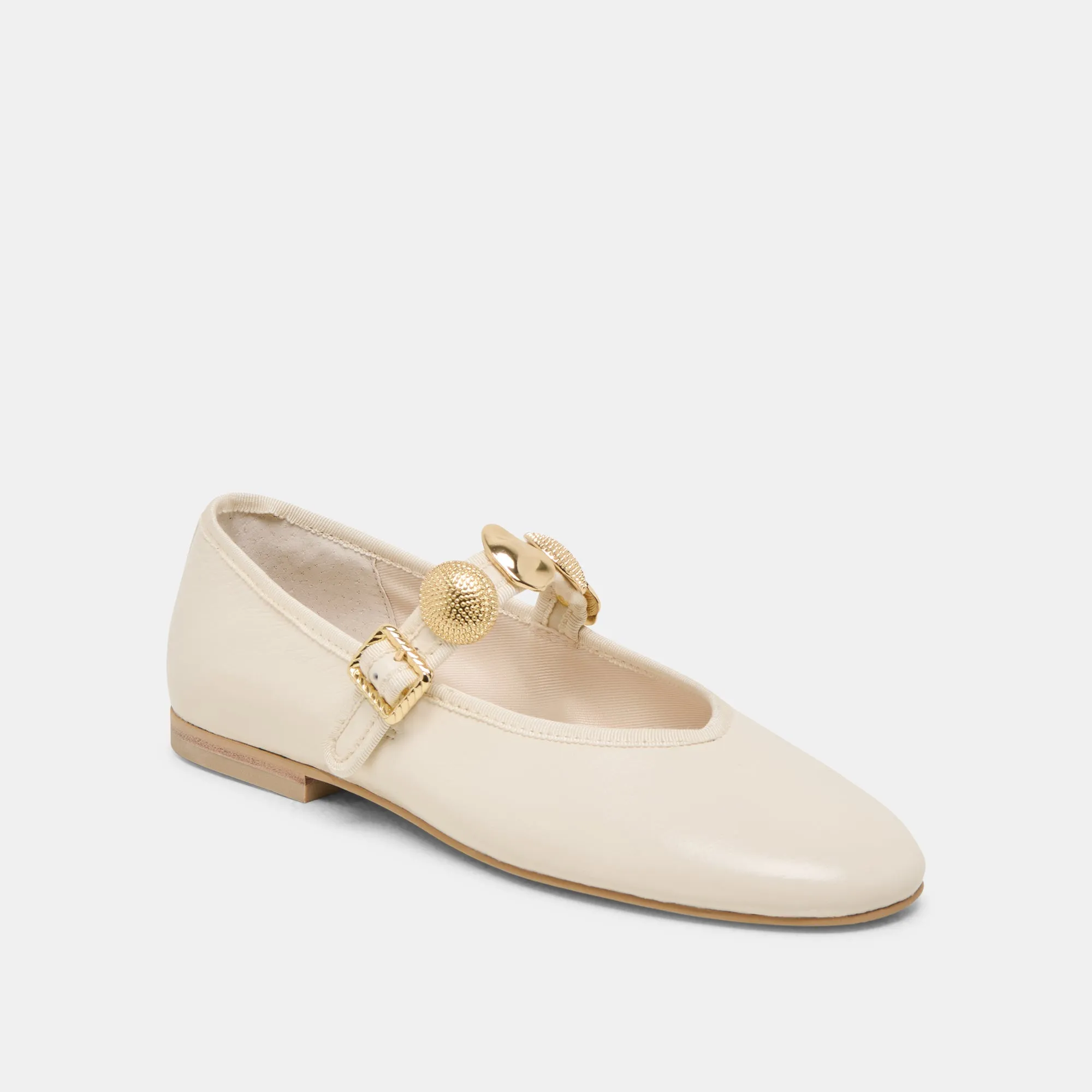 RELAN BALLET FLATS OFF WHITE LEATHER Night View