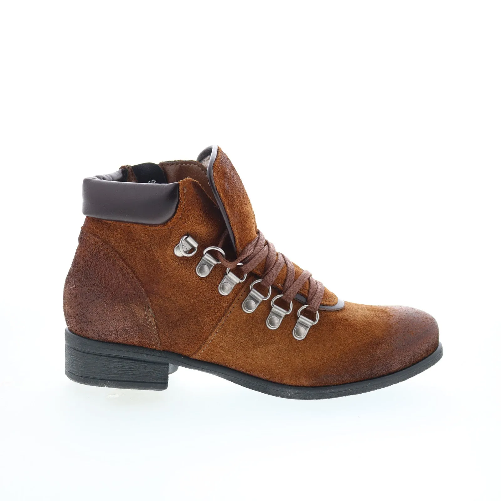 Miz Mooz Steffy Womens Brown Suede Lace Up Ankle & Booties Boots Rugged Build Subtle Aesthetic