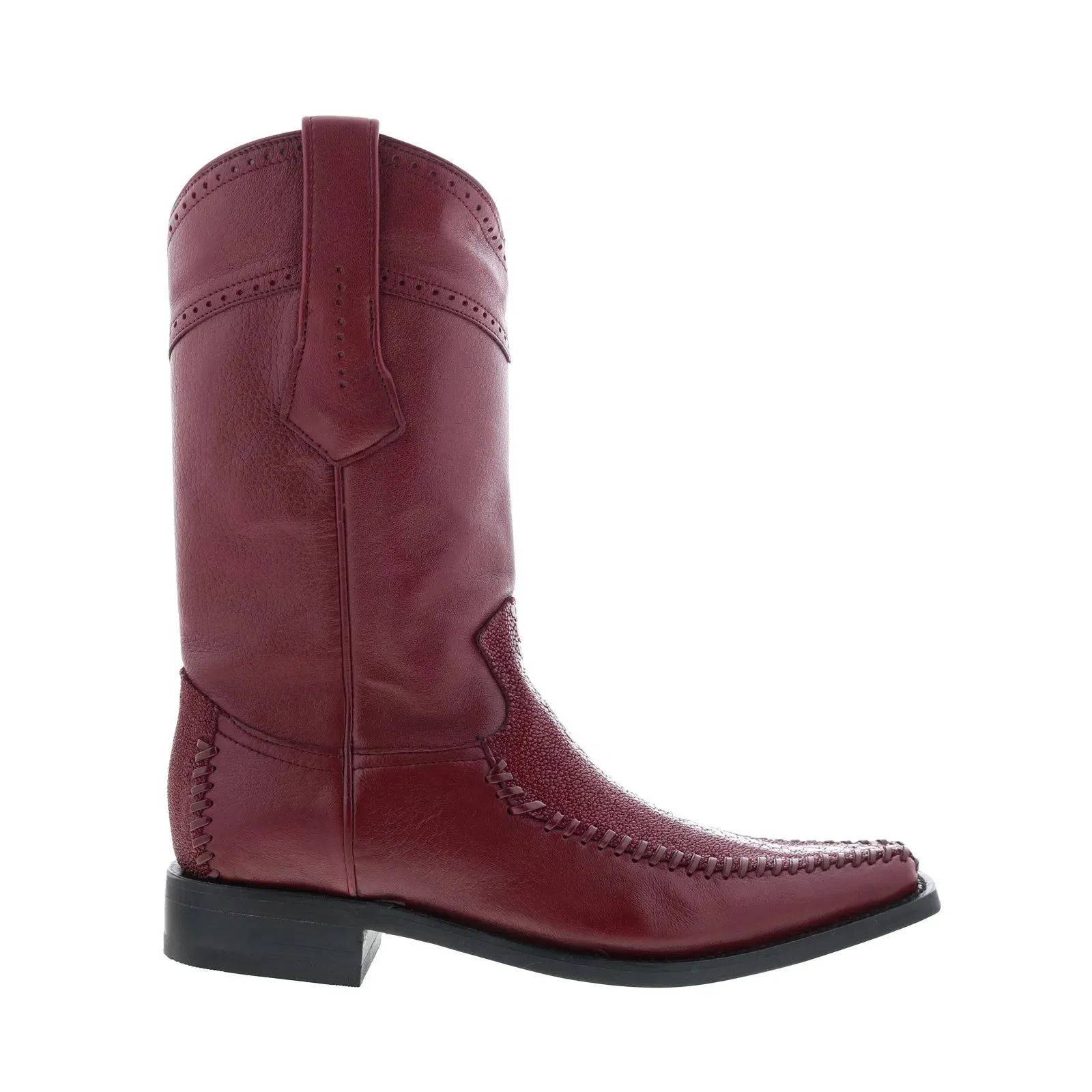 Los Altos Square Toe Stingray Rowstone Mens Burgundy Wide Cowboy Western Boots soft feel