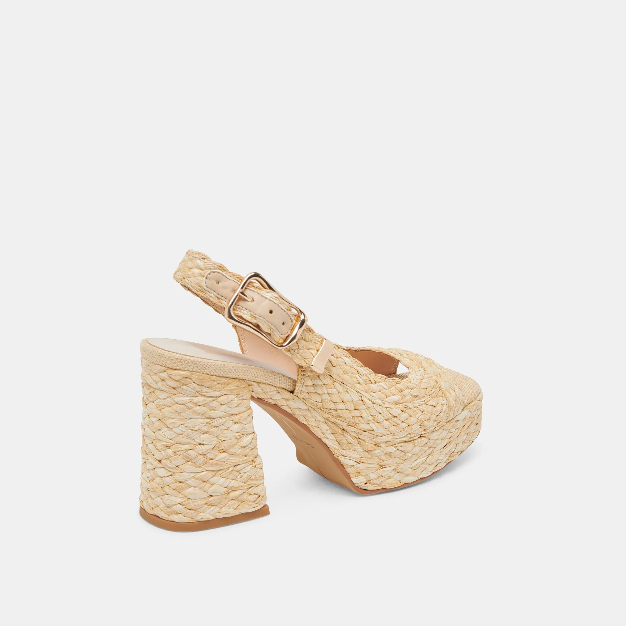 Sleek Leather Pumps FLORES HEELS NATURAL RAFFIA