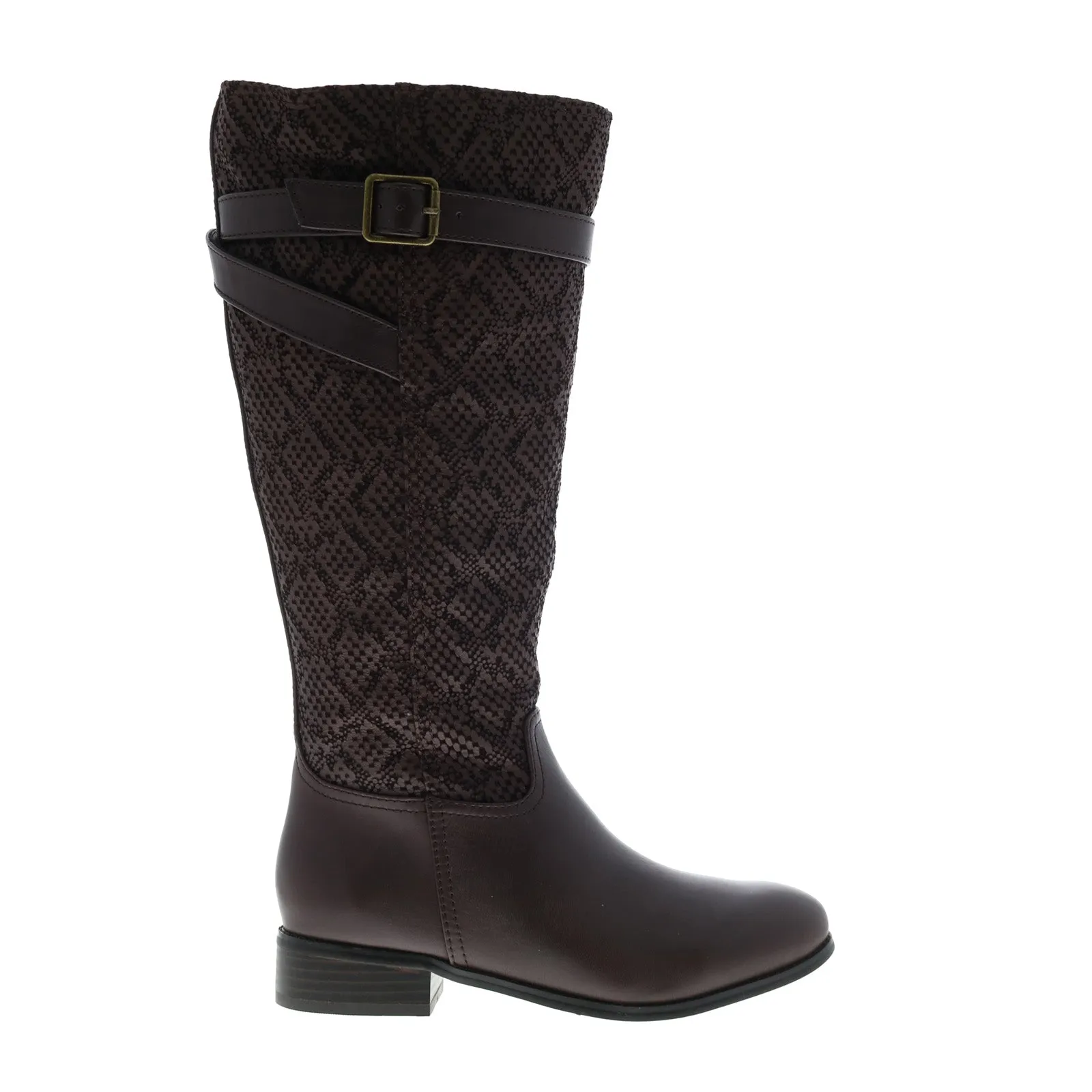 Flexible structure Oil-Resistant Trotters Lyra Wide Calf T1669-273 Womens Brown Leather Knee High Boots