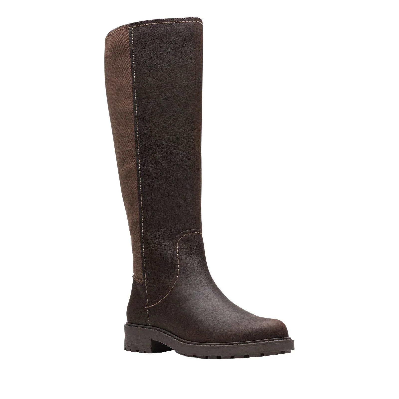 Clarks Opal Glow 26167833 Womens Brown Leather Zipper Knee High Boots Quality Sole