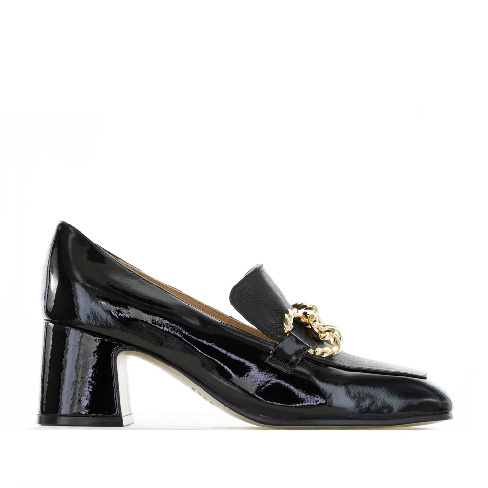 DJANGO & JULIETTE KEEFE BLACK PATENT Breathable Casual Shoes Easy On/Off