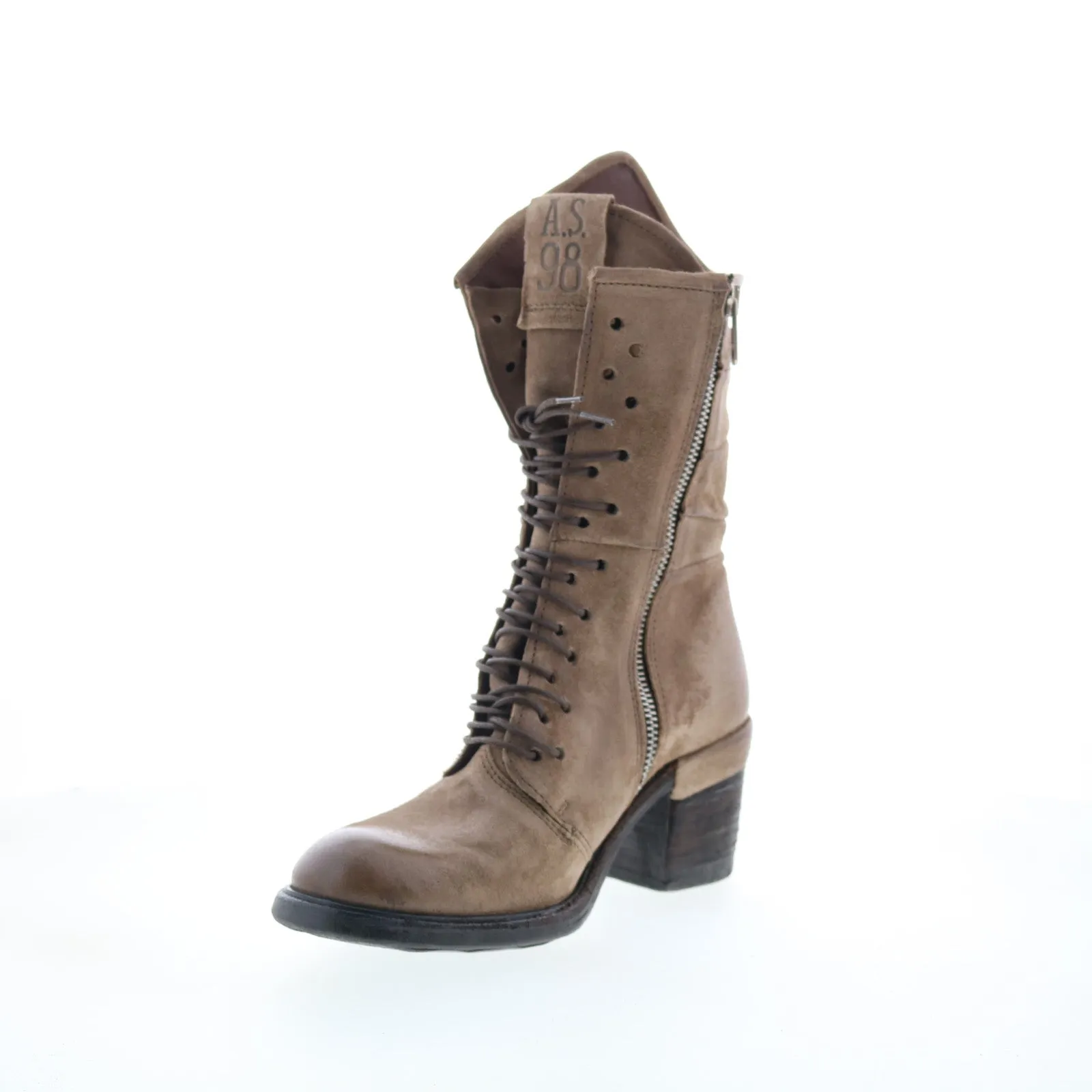 A.S. 98 Jasper Womens Gray Leather Zipper Casual Dress Boots Relaxed Vibe
