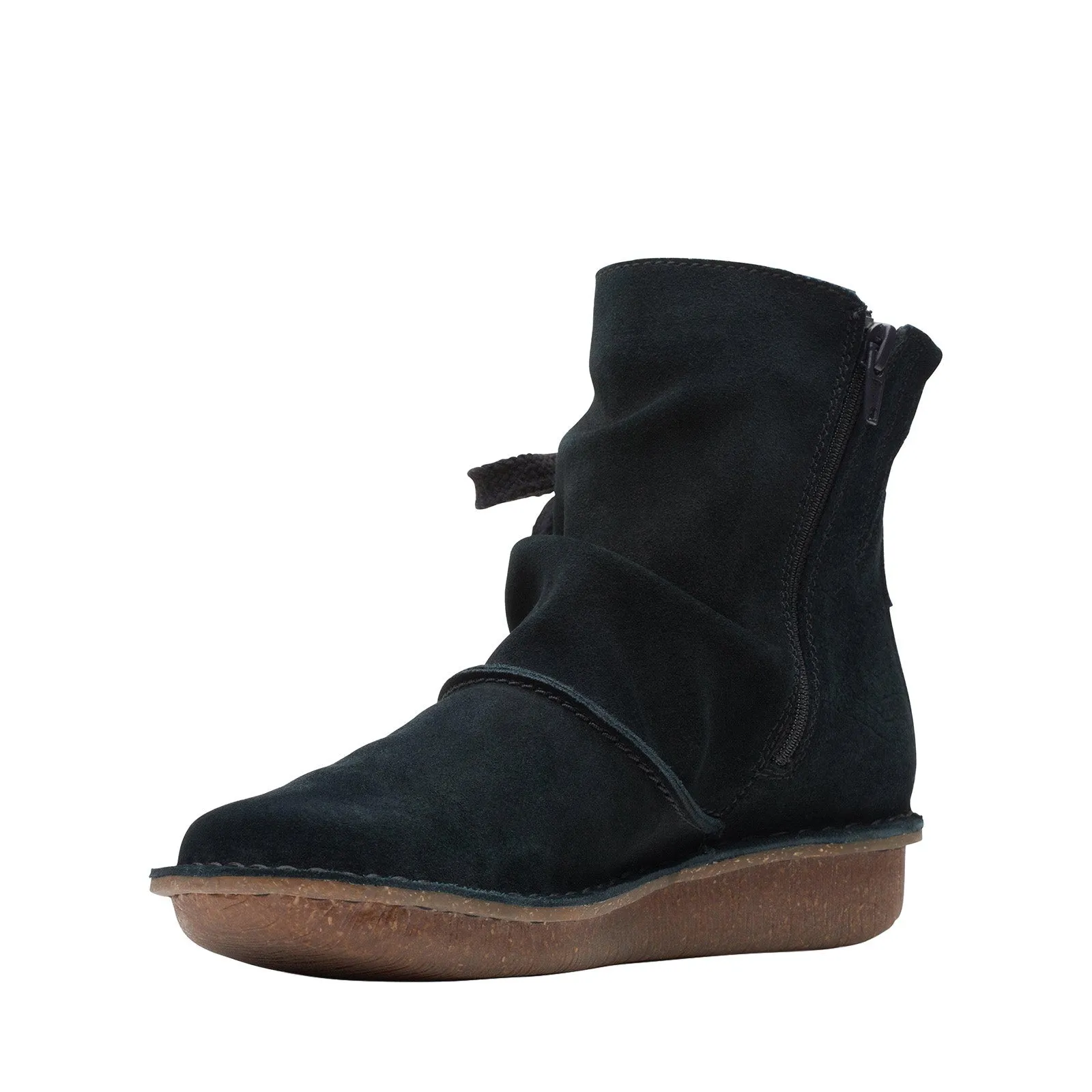 Warm Comfort Clarks Funny Oak 26168555 Womens Black Suede Zipper Casual Dress Boots