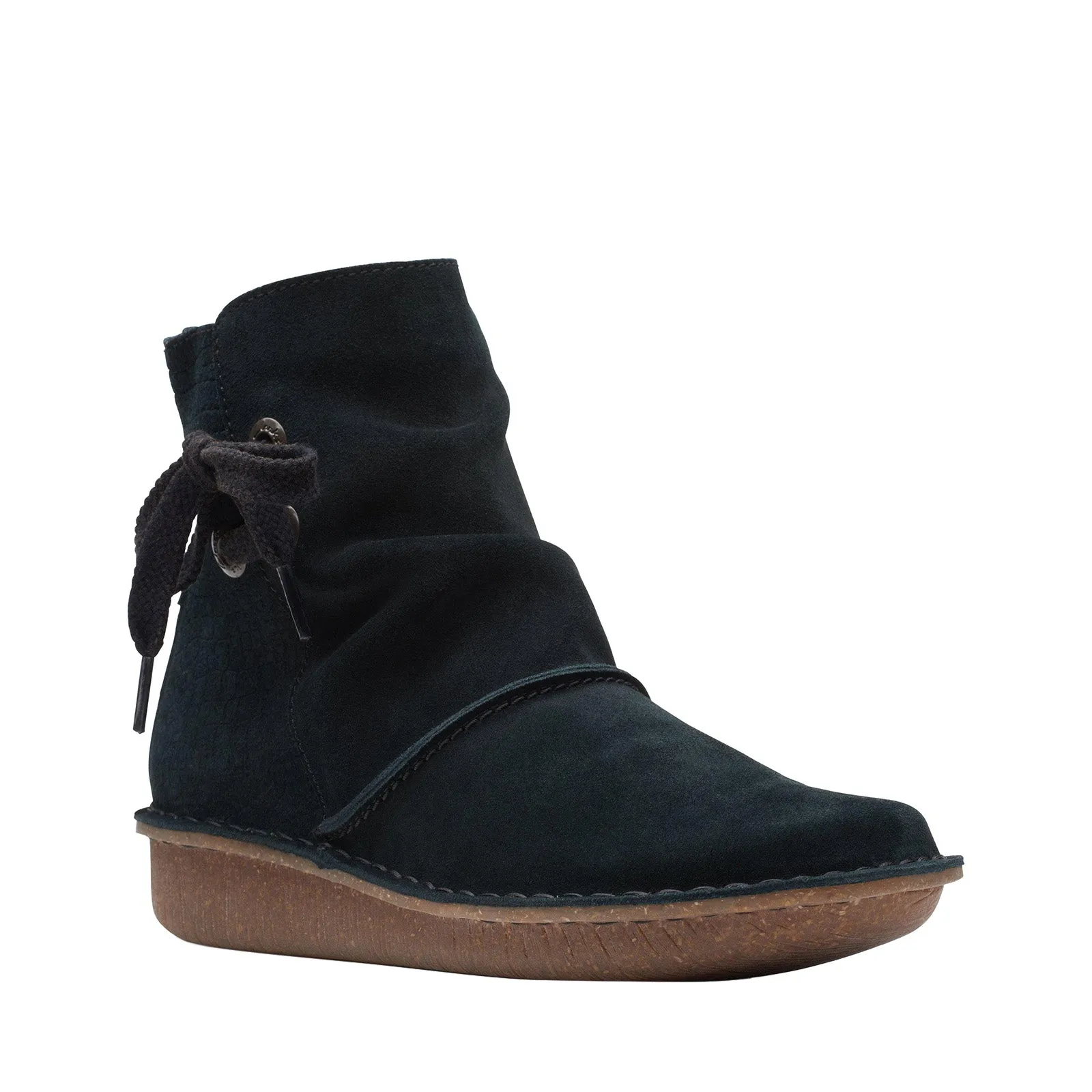 Clarks Funny Oak 26168555 Womens Black Suede Zipper Casual Dress Boots Lace-Up Style Cozy And Stylish