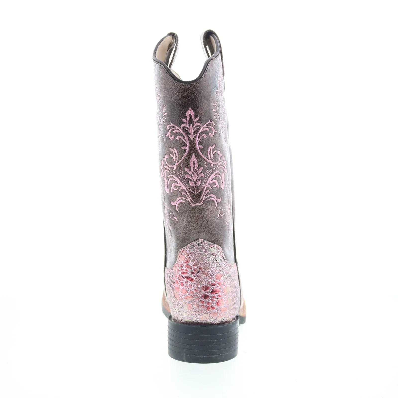 Daily Utility Strong Sole Jama Old West Square Toe 18123 Womens Pink Leather Slip On Western Boots