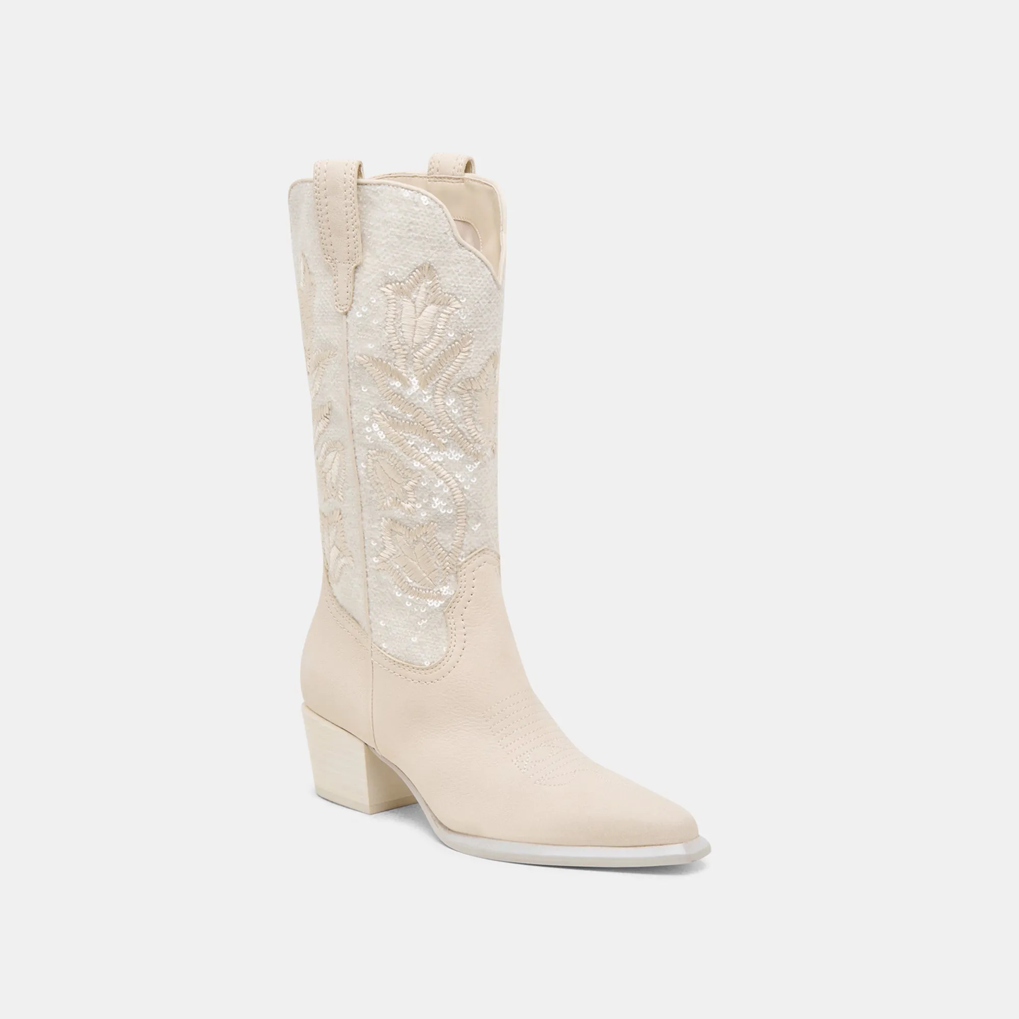 VORAH PEARL BOOTS CREME SEQUIN Sleek Function Contoured Footbed