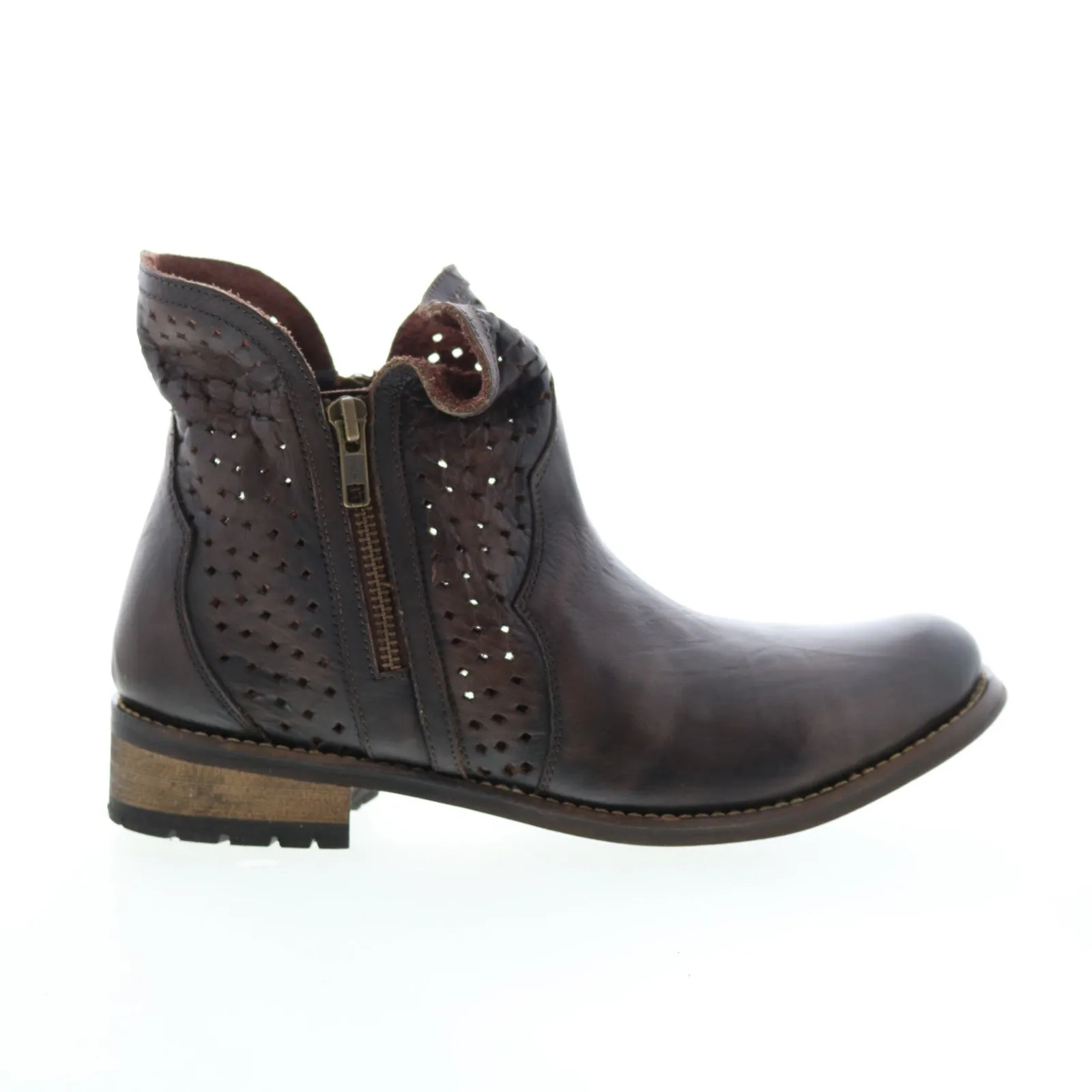 Rawhide 5931 Womens Brown Leather Zipper Cowboy Western Boots Breathable Uppers