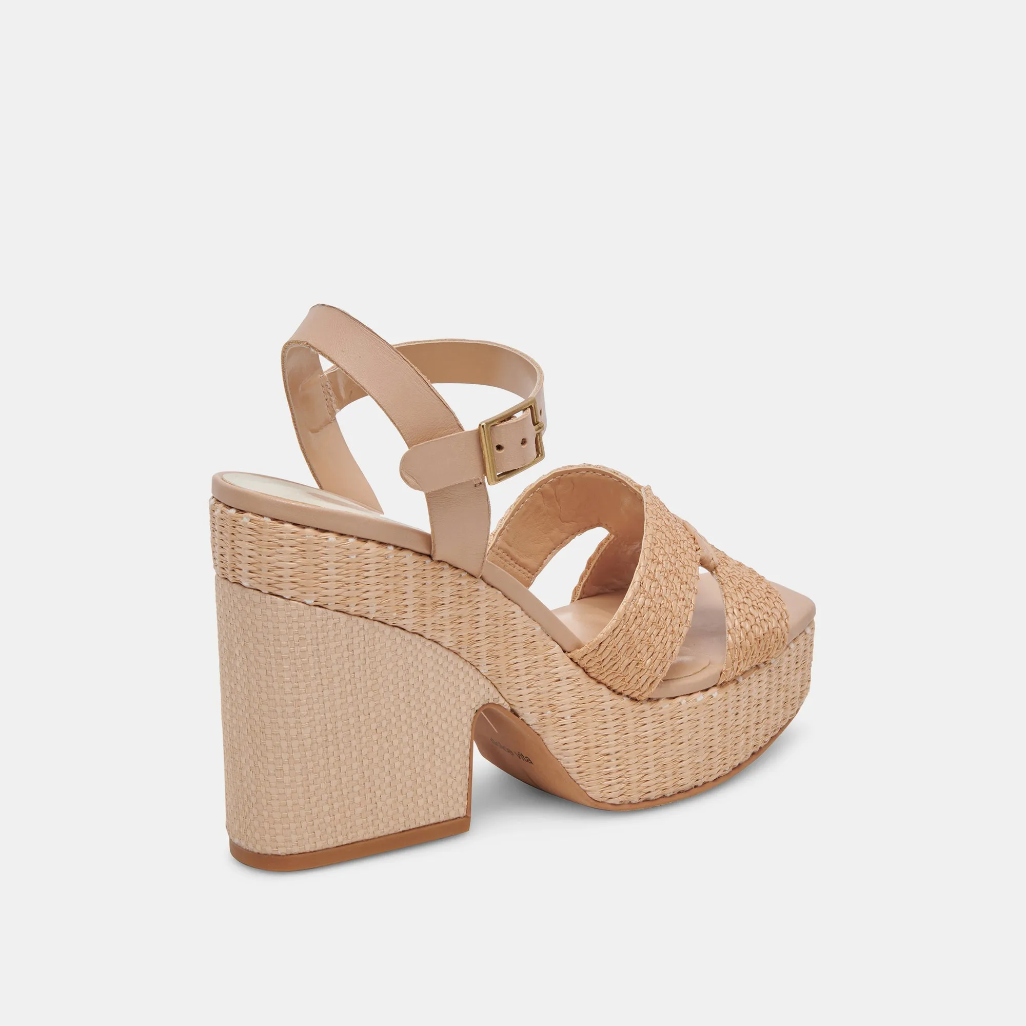 Bridal Flats and Heels CALE HEELS LT NATURAL RAFFIA
