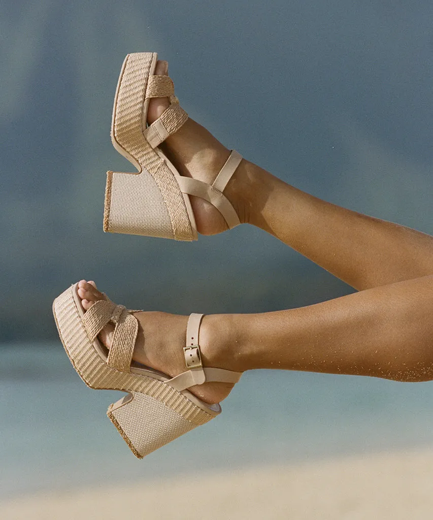 CALE HEELS LT NATURAL RAFFIA Minimal Feel Ribbon Tie
