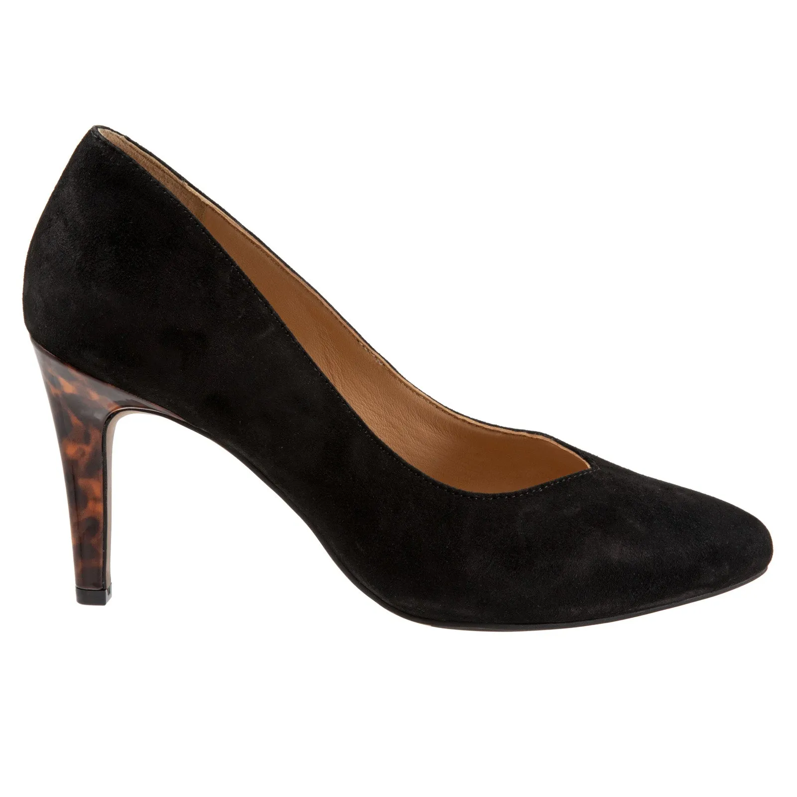 Responsive Trotters Angie T2050-003 Womens Black Narrow Leather Pumps Heels Shoes