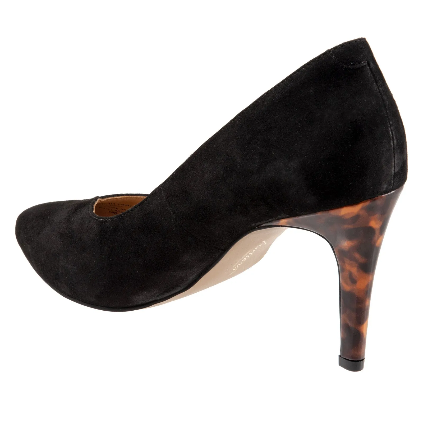 Trotters Angie T2050-003 Womens Black Narrow Leather Pumps Heels Shoes Peep Toe Sandals for Party