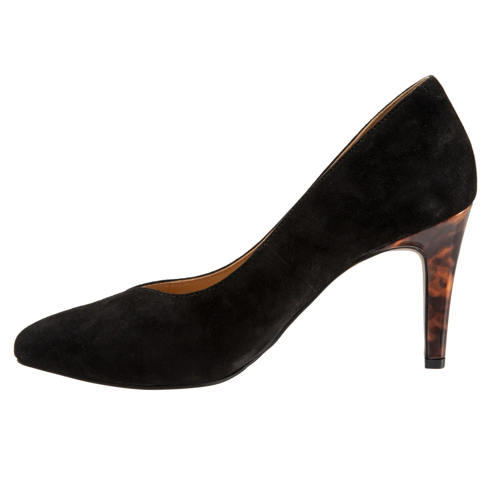 Casual Day Heels Trotters Angie T2050-003 Womens Black Narrow Leather Pumps Heels Shoes