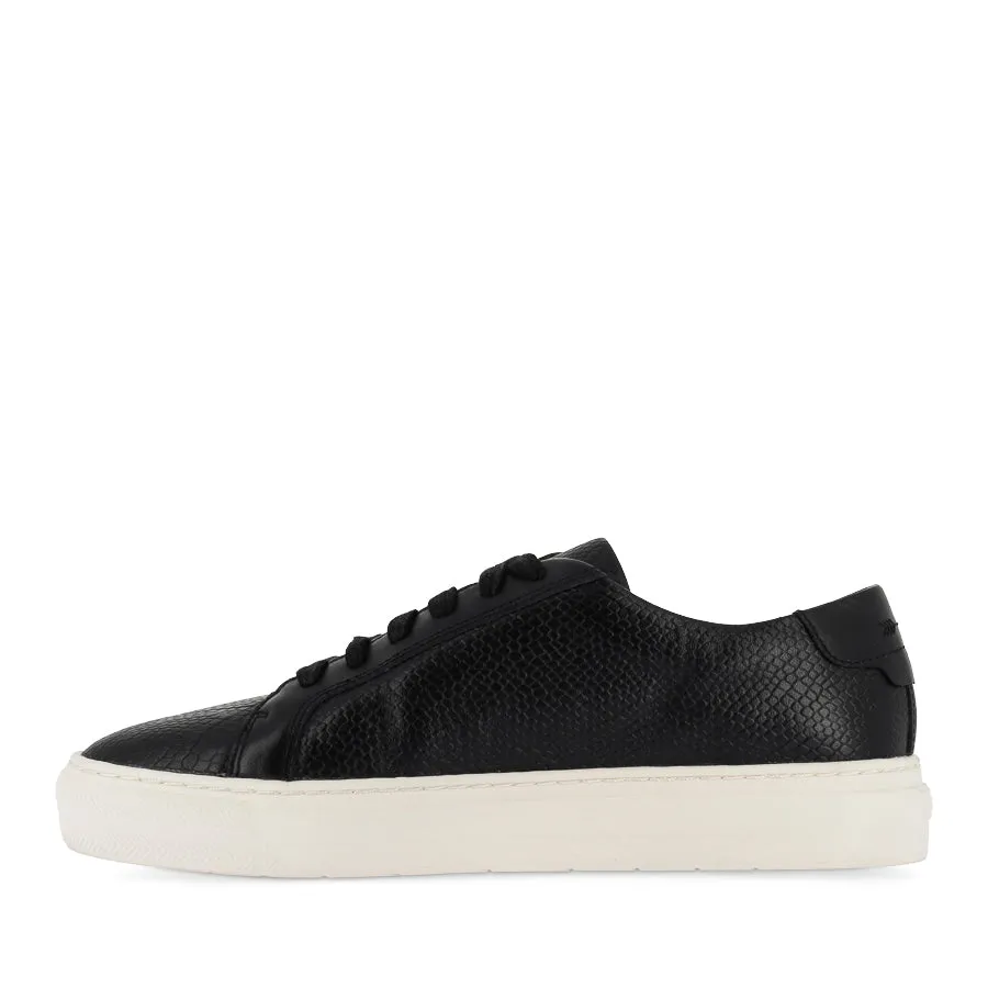 BILLIE - BLACK REPTILE EMBOSS LEATHER Indoor Comfort Durable