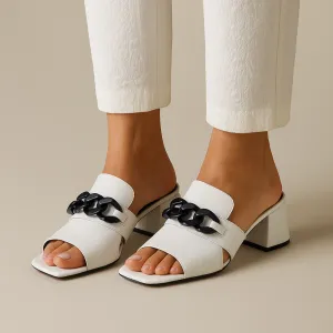 Soft Sole High Heels BRESLEY ADDER WHITE EMBOSS