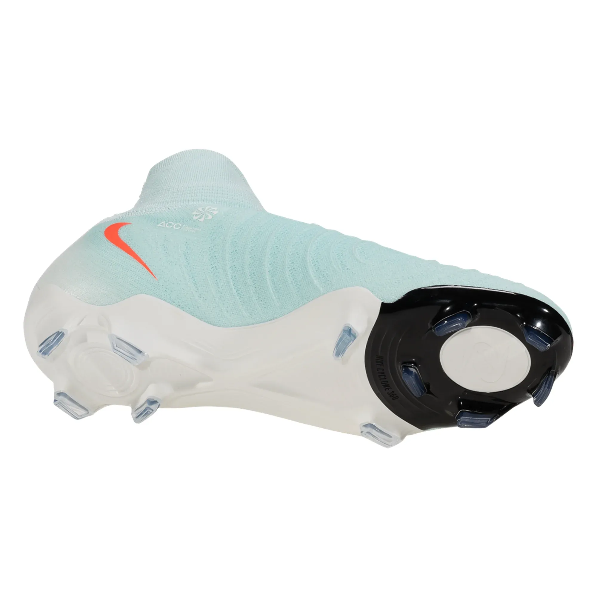 Lace Closure Kick Ready Nike Phantom Luna II Pro FG Soccer Cleats (Mint/Atomic Red)