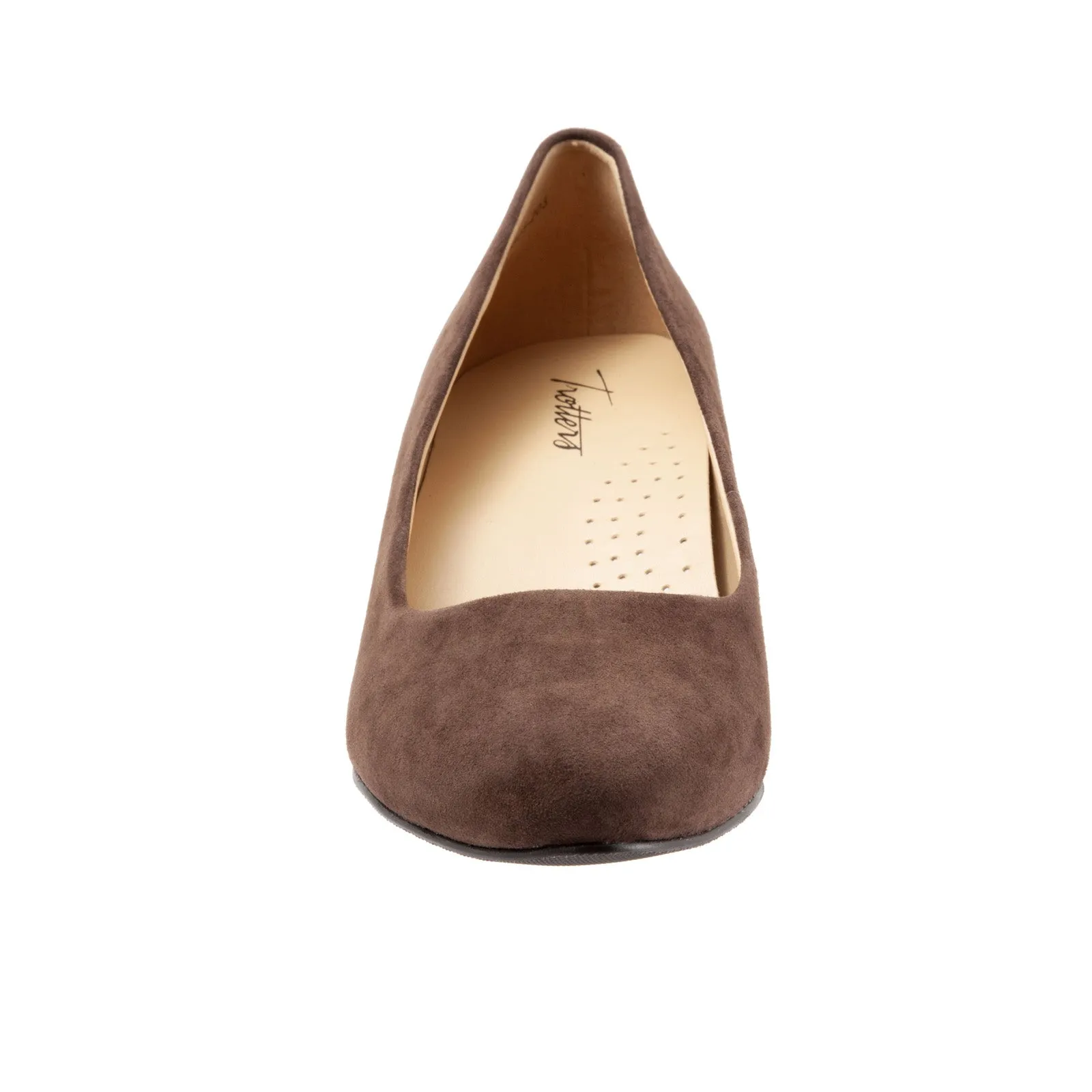 Minimal Heels Chic White Stilettos Trotters Kiera T1805-203 Womens Brown Suede Slip On Pumps Heels Shoes