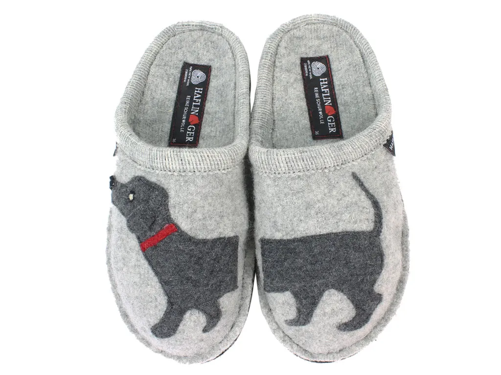 No-Hassle Fit Summer Slide Haflinger Slippers Flair Dachs Dog Grey
