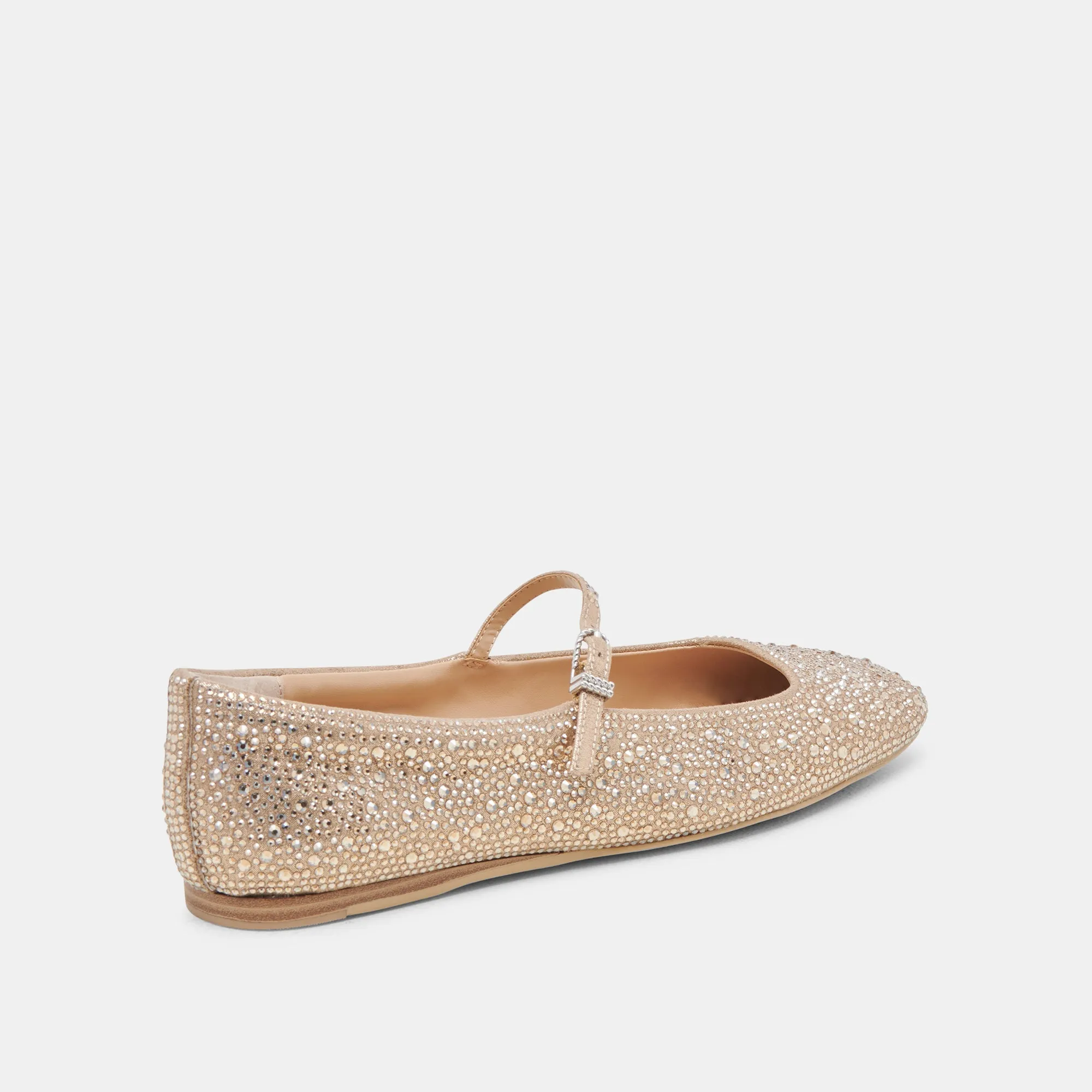 REYES CRYSTAL BALLET FLATS LIGHT GOLD CRYSTAL Elastic Fit Good Grip