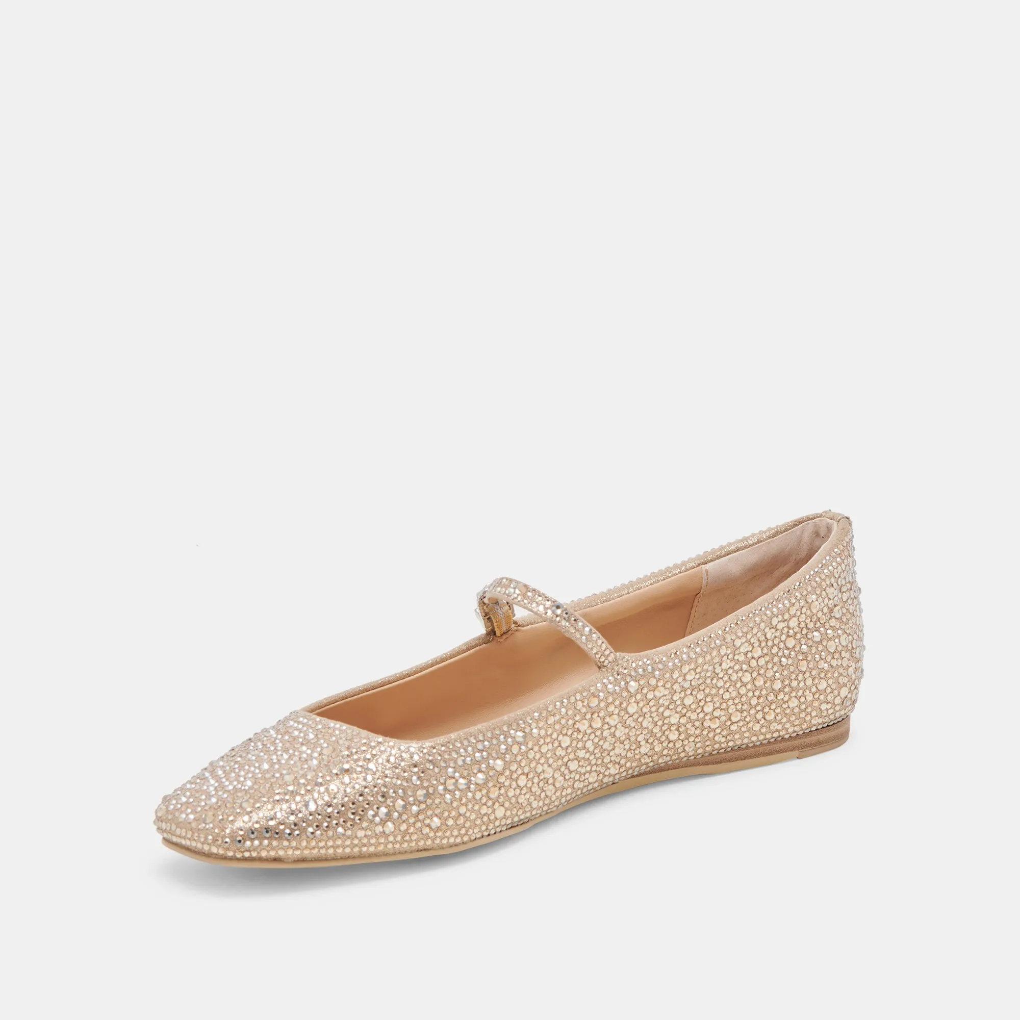 Shop Mood REYES CRYSTAL BALLET FLATS LIGHT GOLD CRYSTAL