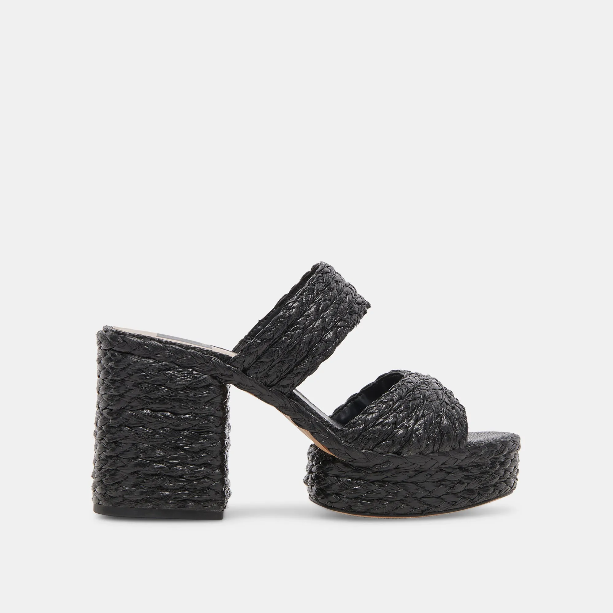 LATOYA HEELS BLACK RAFFIA Synthetic Upper Flexible Sole