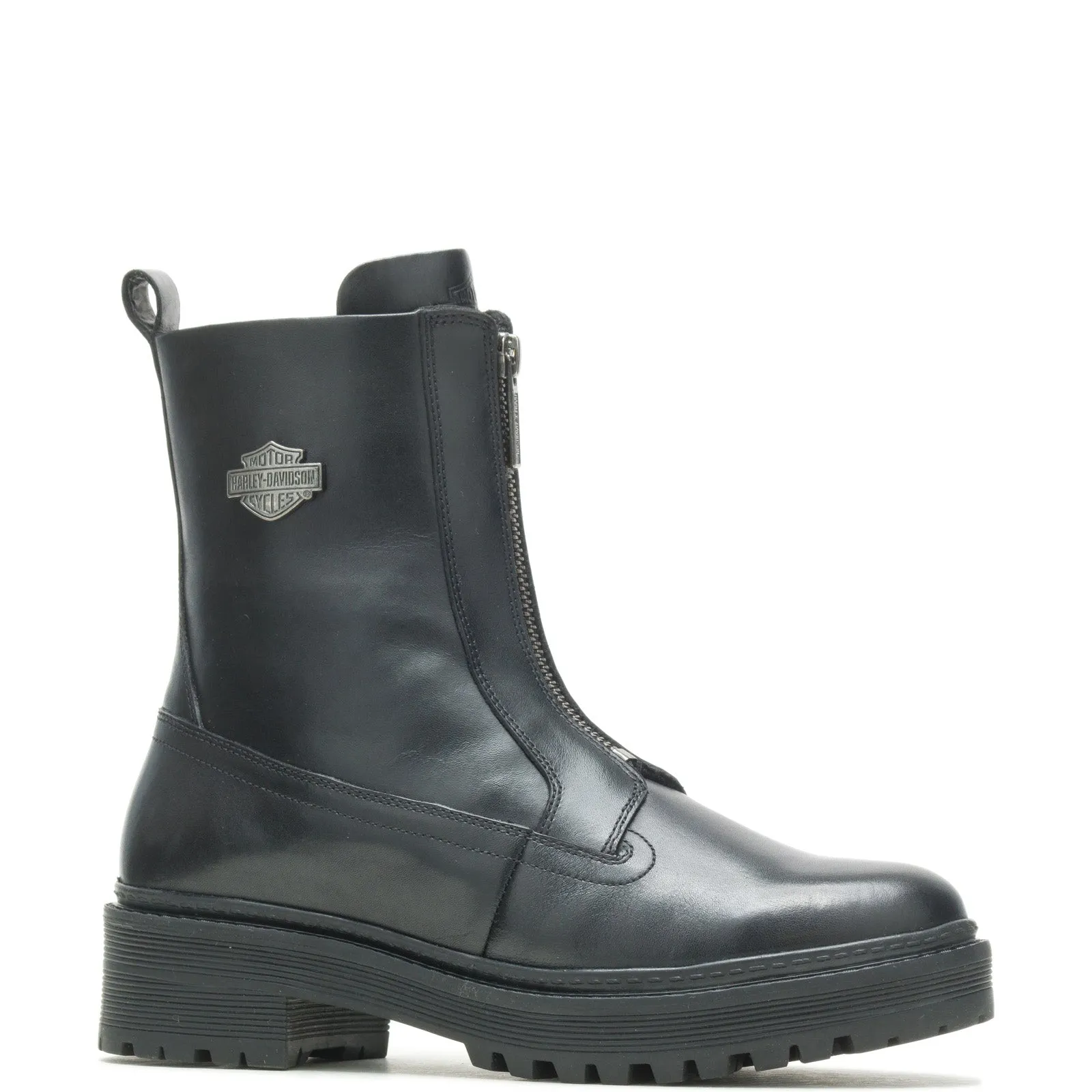 Velvet Texture Harley-Davidson Carney Front Zip D84785 Womens Black Leather Motorcycle Boots