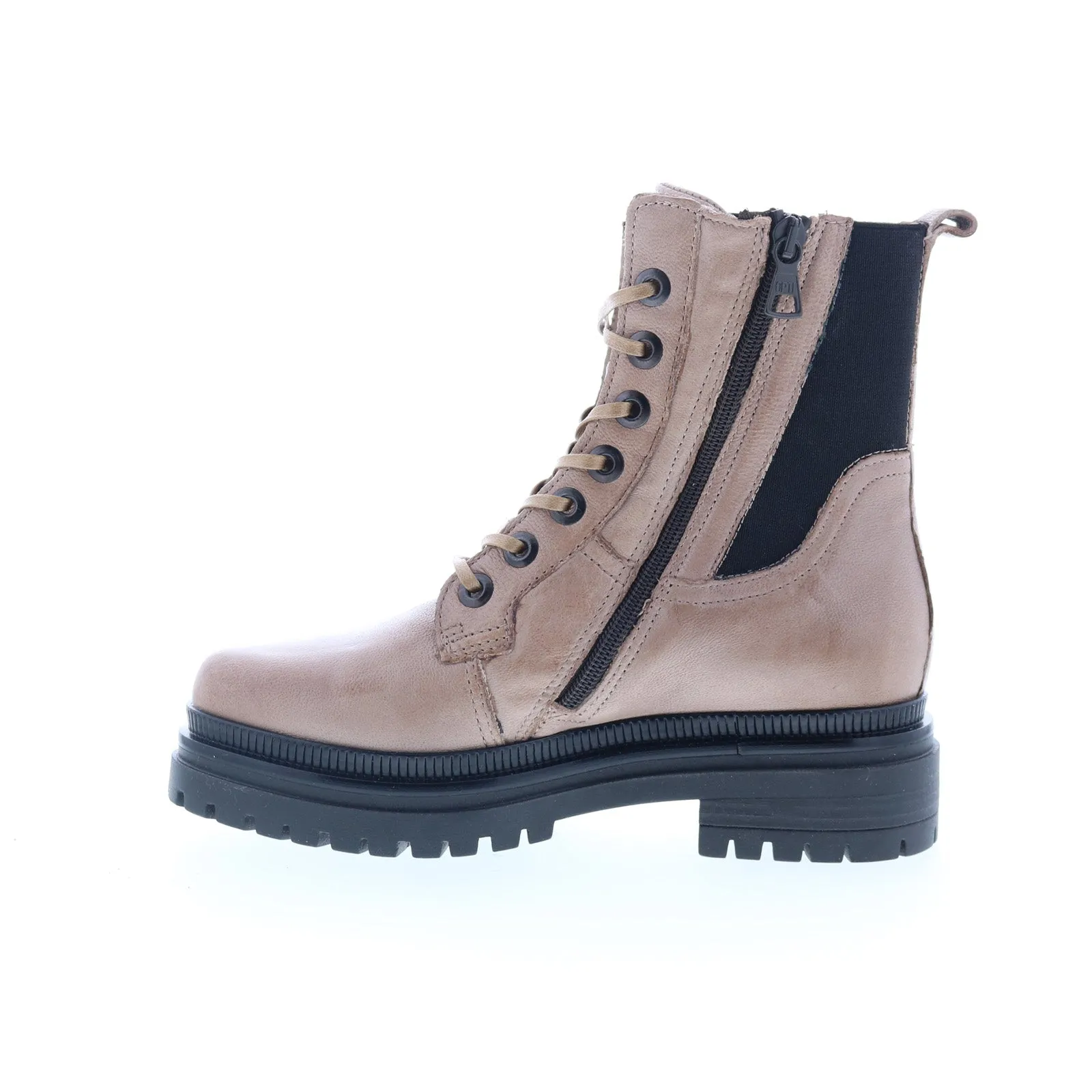Street Utility Miz Mooz Davie Womens Beige Leather Lace Up Casual Dress Boots