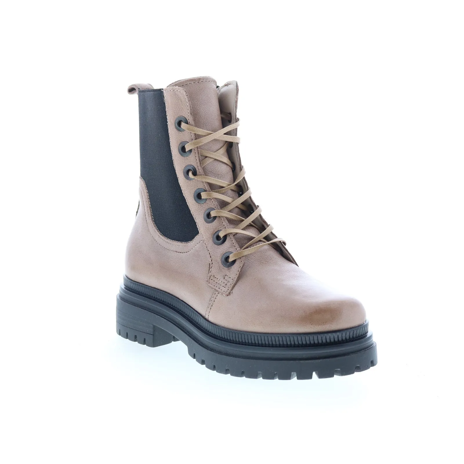 Miz Mooz Davie Womens Beige Leather Lace Up Casual Dress Boots Cushioned Fit