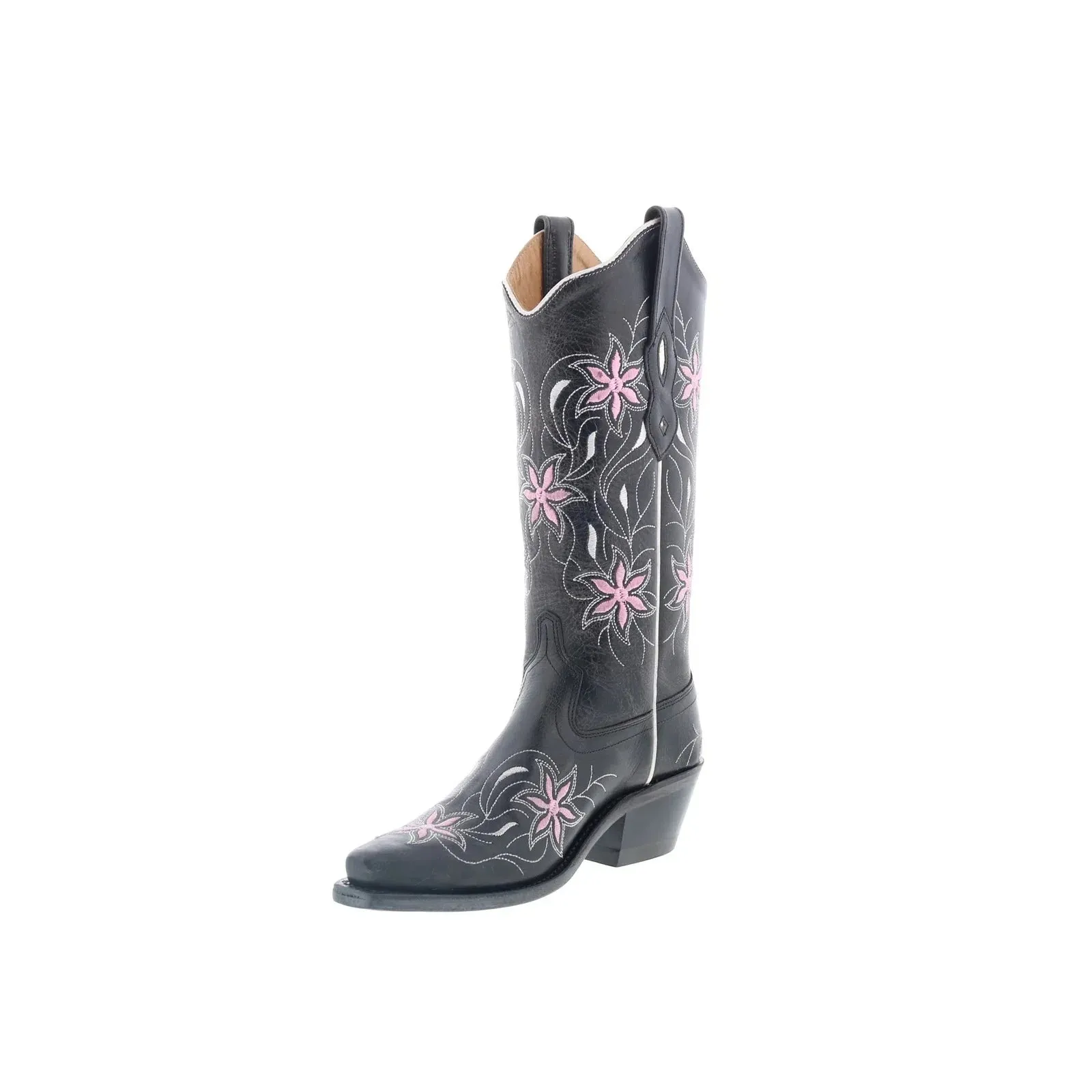 Modern Lines Urban Everyday Jama Old West LF1593 Womens Black Leather Slip On Cowboy Western Boots