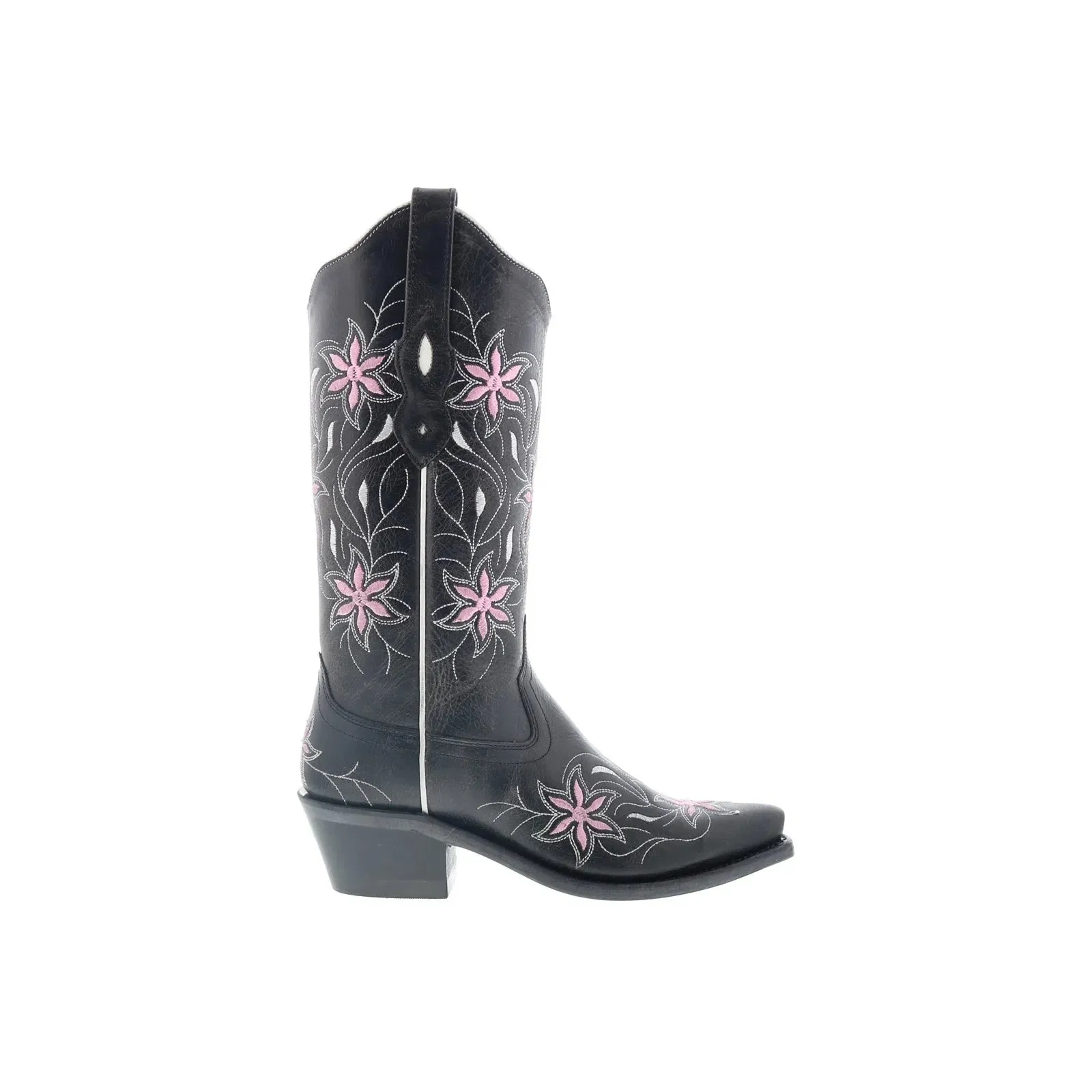 Jama Old West LF1593 Womens Black Leather Slip On Cowboy Western Boots Shock Absorber