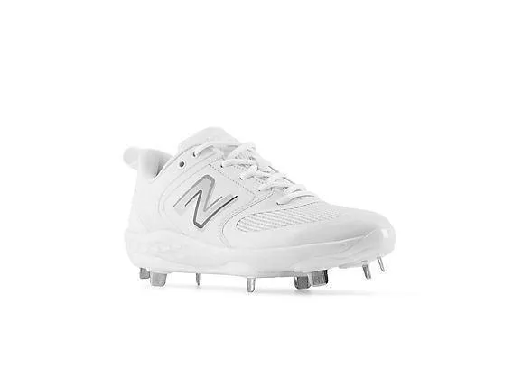 Fitted Traction Maximum look New Balance Women's VELO v3 Metal Fastpitch Softball Cleats - White with Rain Cloud - SMVELOW3