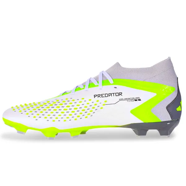 adidas Predator Accuracy.2 Firm Ground Soccer Cleats (White/Core Black/Lucid Lemon) Foot Flow