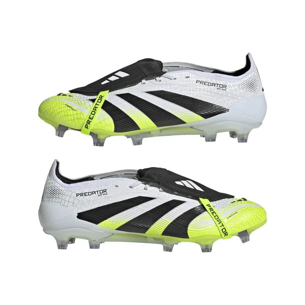 UV - resistant Gym Shoes Adidas Predator Elite Fold-Over Tongue FG Football Boots (Cloud White/Core Black/Lucid Lemon)