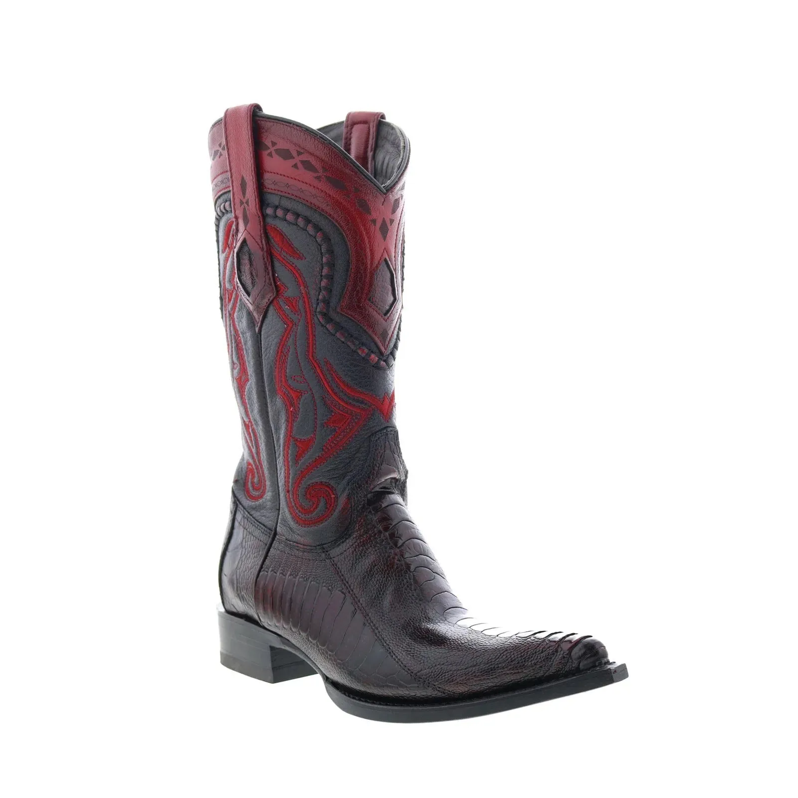 Enhanced grip Los Altos 3X Toe Ostrich Leg 9530518 Mens Burgundy Wide Cowboy Western Boots