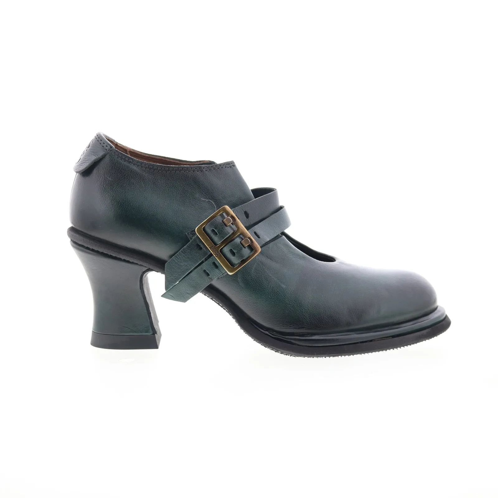 Modern Heels Versatile A.S. 98 Nita Womens Black Leather Hook & Loop Pumps Heels Shoes