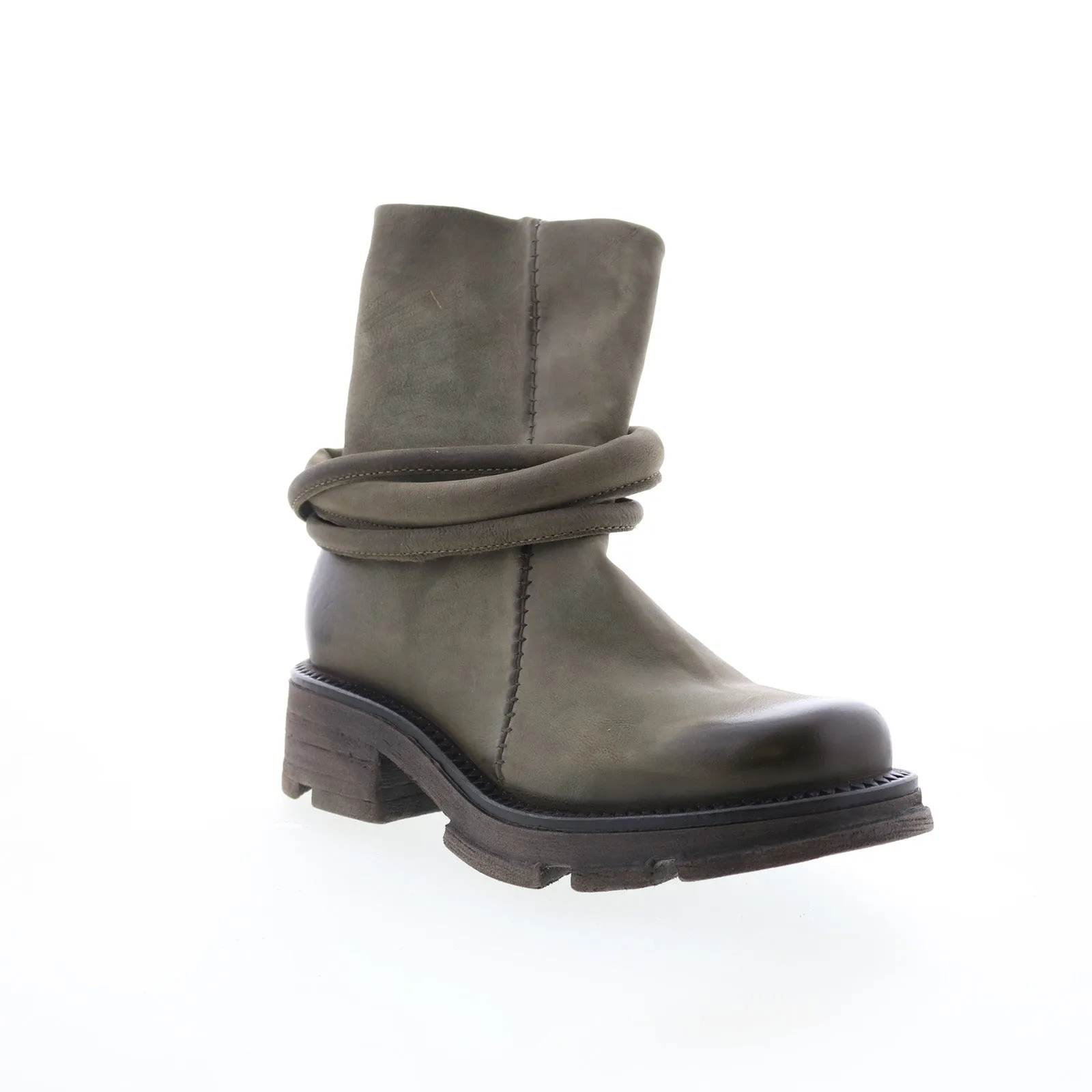 Low Profile Coffee Shop A.S. 98 Linder Womens Green Leather Zipper Casual Dress Boots