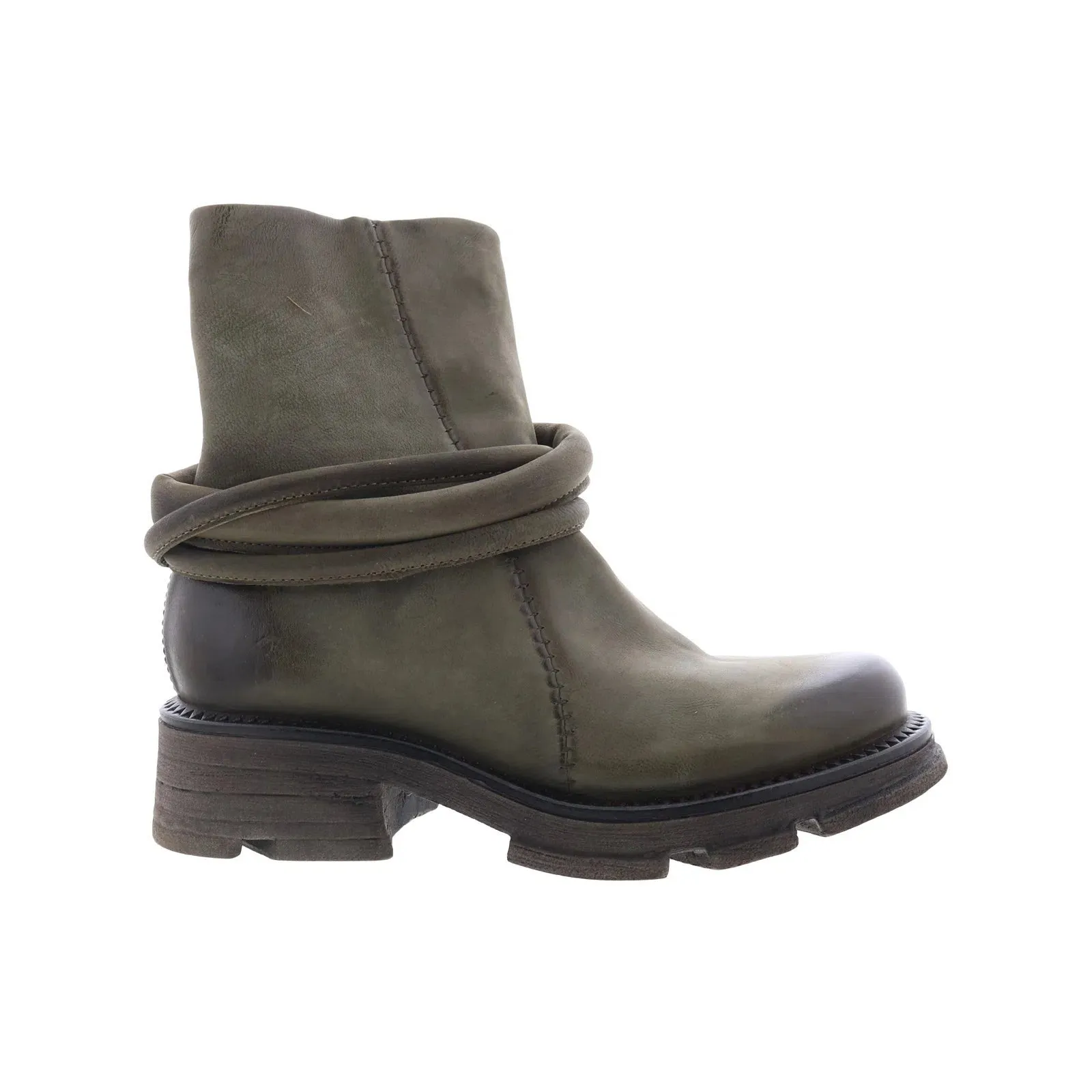 Quick Pull A.S. 98 Linder Womens Green Leather Zipper Casual Dress Boots