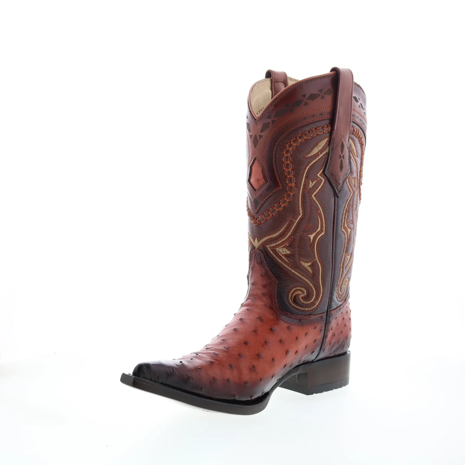 All weather Shock Absorber Los Altos 3X Toe Ostrich 9530357 Mens Brown Wide Cowboy Western Boots