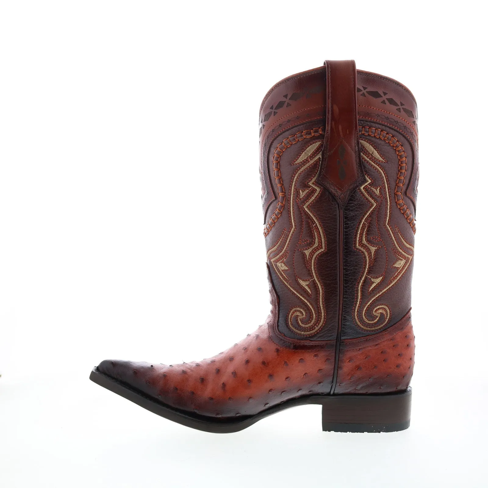 Los Altos 3X Toe Ostrich 9530357 Mens Brown Wide Cowboy Western Boots Functional Form